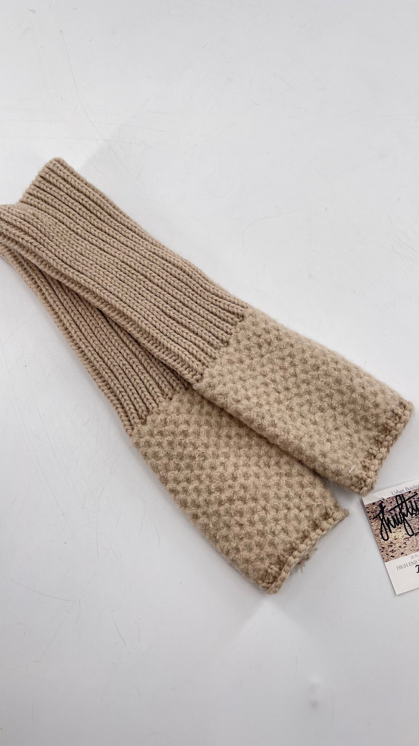 Free People Tan Knit Arm Warmer with Thumb Holes