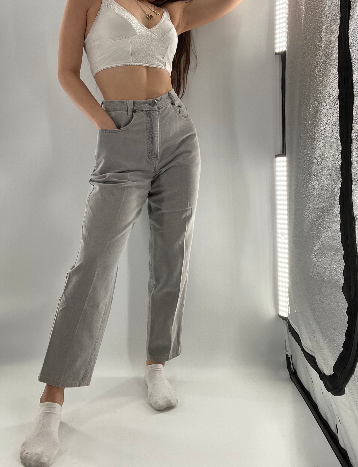 Vintage Democracy High Waisted Grey Jeans (6)