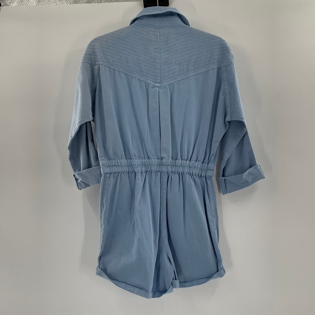 BDG Light Blue Long Sleeve Side Pockets Button Front (Size XS)