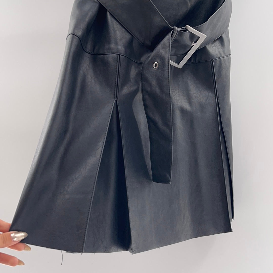 Free People - Black Vegan Leather Mini Dress (12)