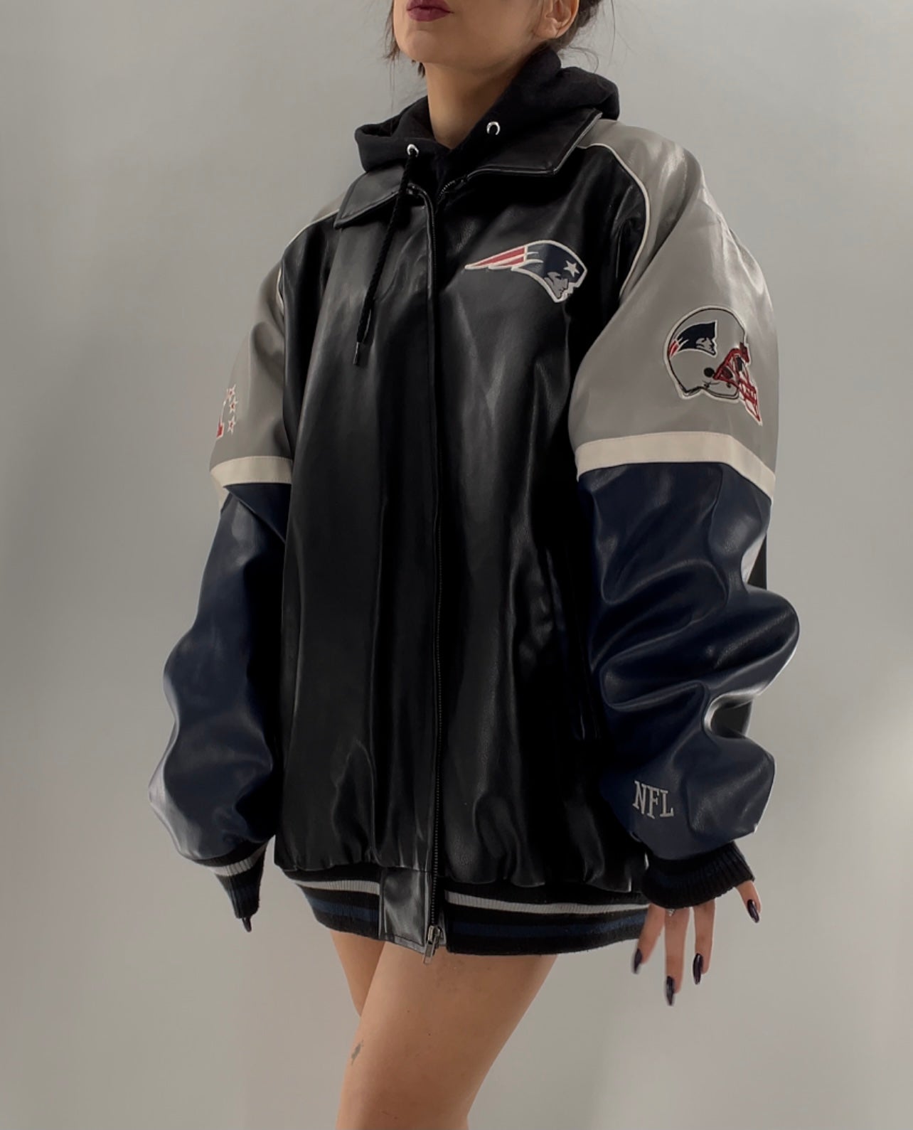 Patriots Leather Logo Bomber (XXL)