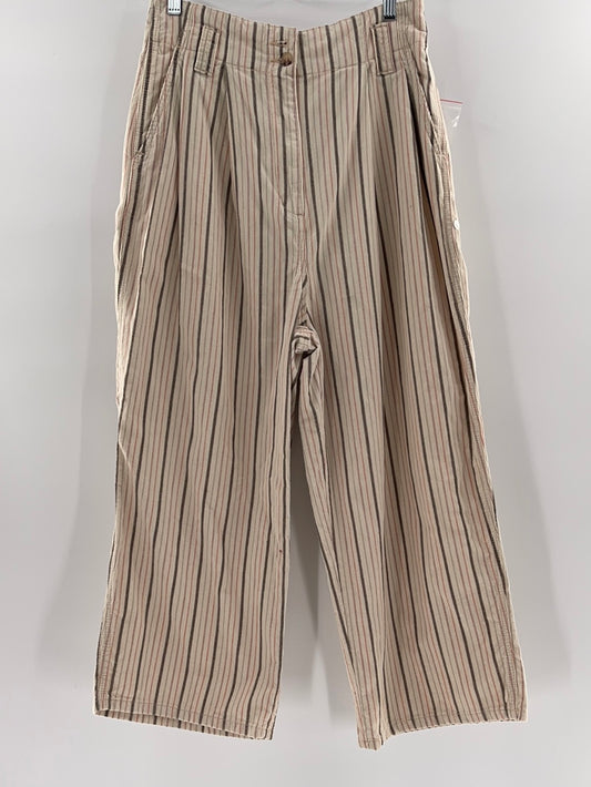 Urban Outfitters Corduroy Neutral Pink + Brown Striped Pants (Size 12 /UK 16)