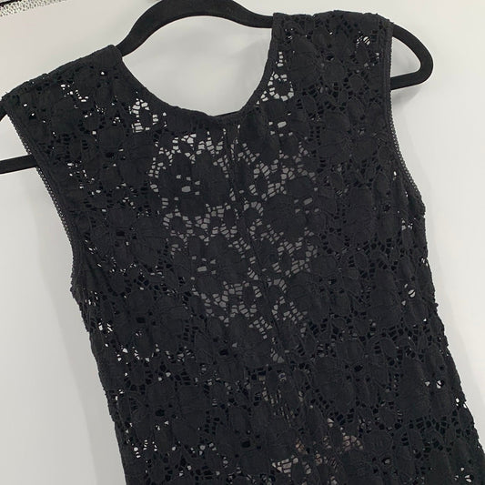 Free People Black Eyelet Lower Back Romper (Size L)