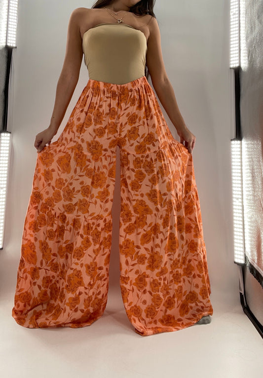 Jen’s Pirate Booty X Free People Floral Wide Leg Flares (Medium)