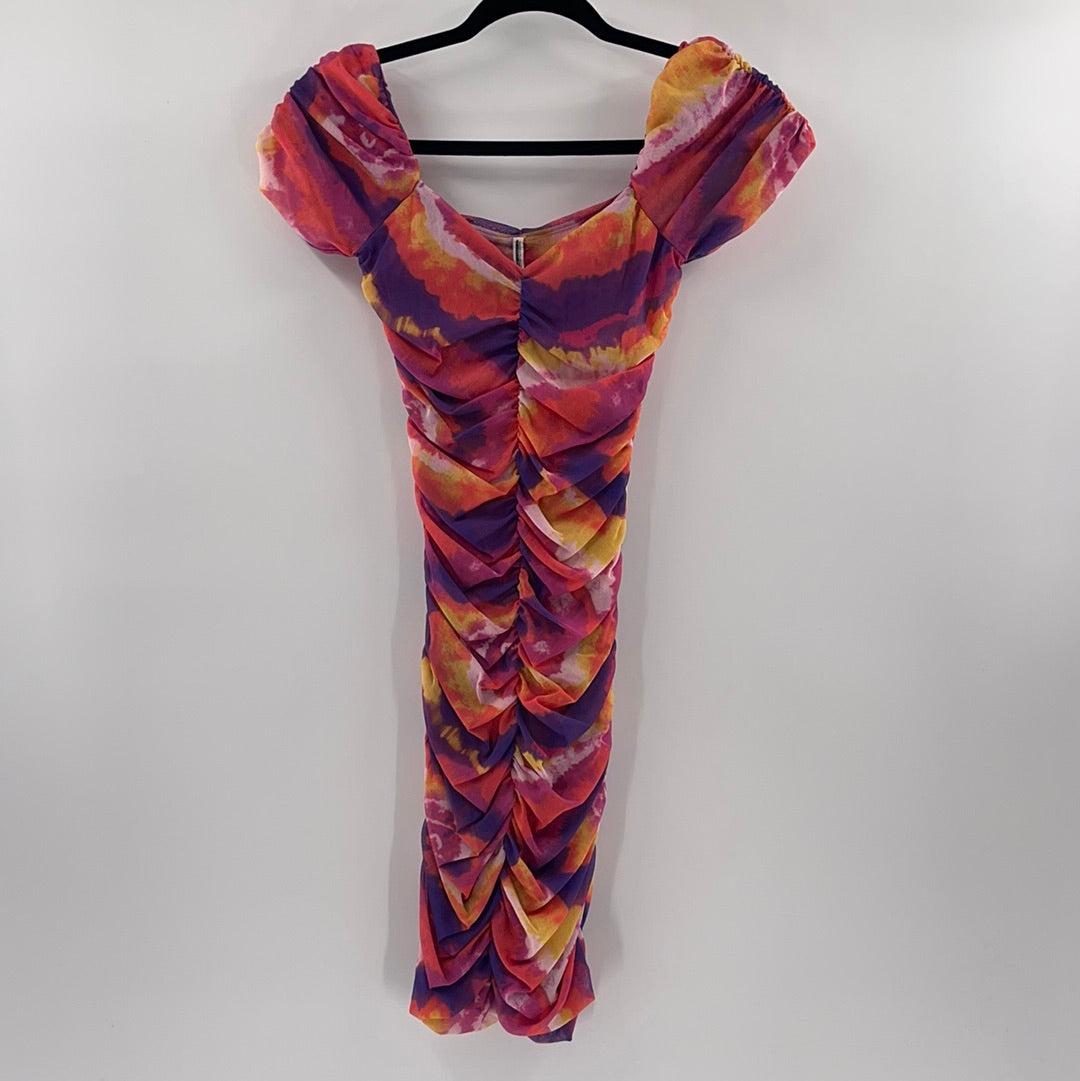 Urban Outfitters - Ruched Bodycon Tie-Dye Dress (Size Small)