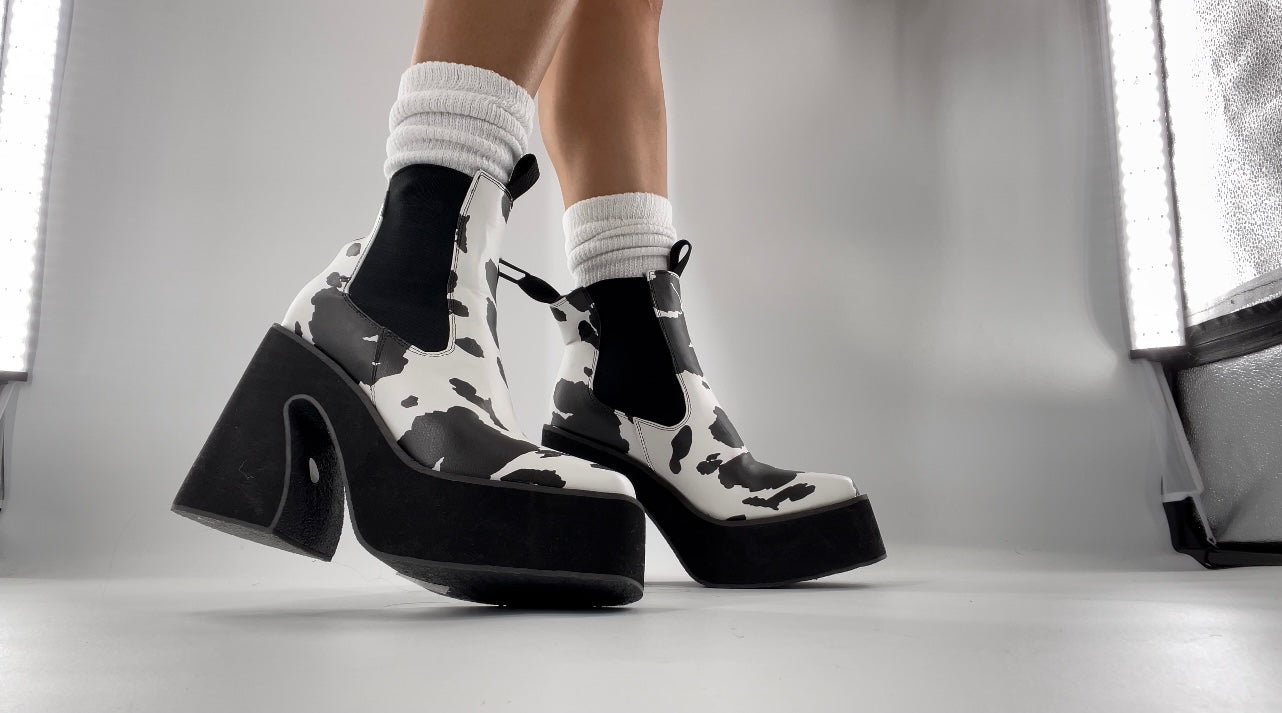 Koi Footwear Chunky Platform Cow Print Boots (7)