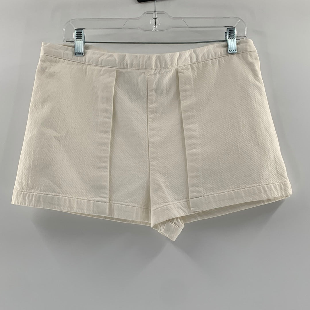 Silence + Noise - Off-White Fold Over Fabric Shorts (Size 8)