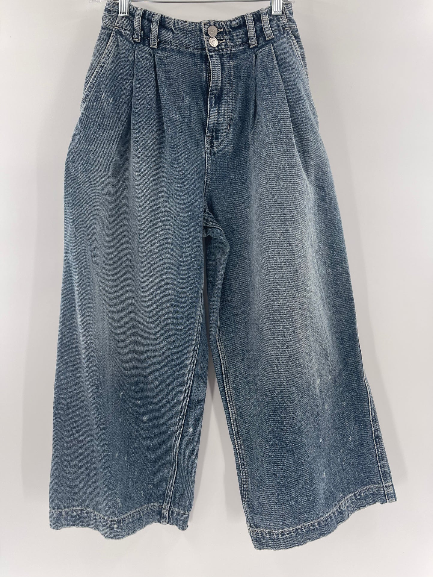 Free People Super Wide Leg Button Up Jeans (Size 26)