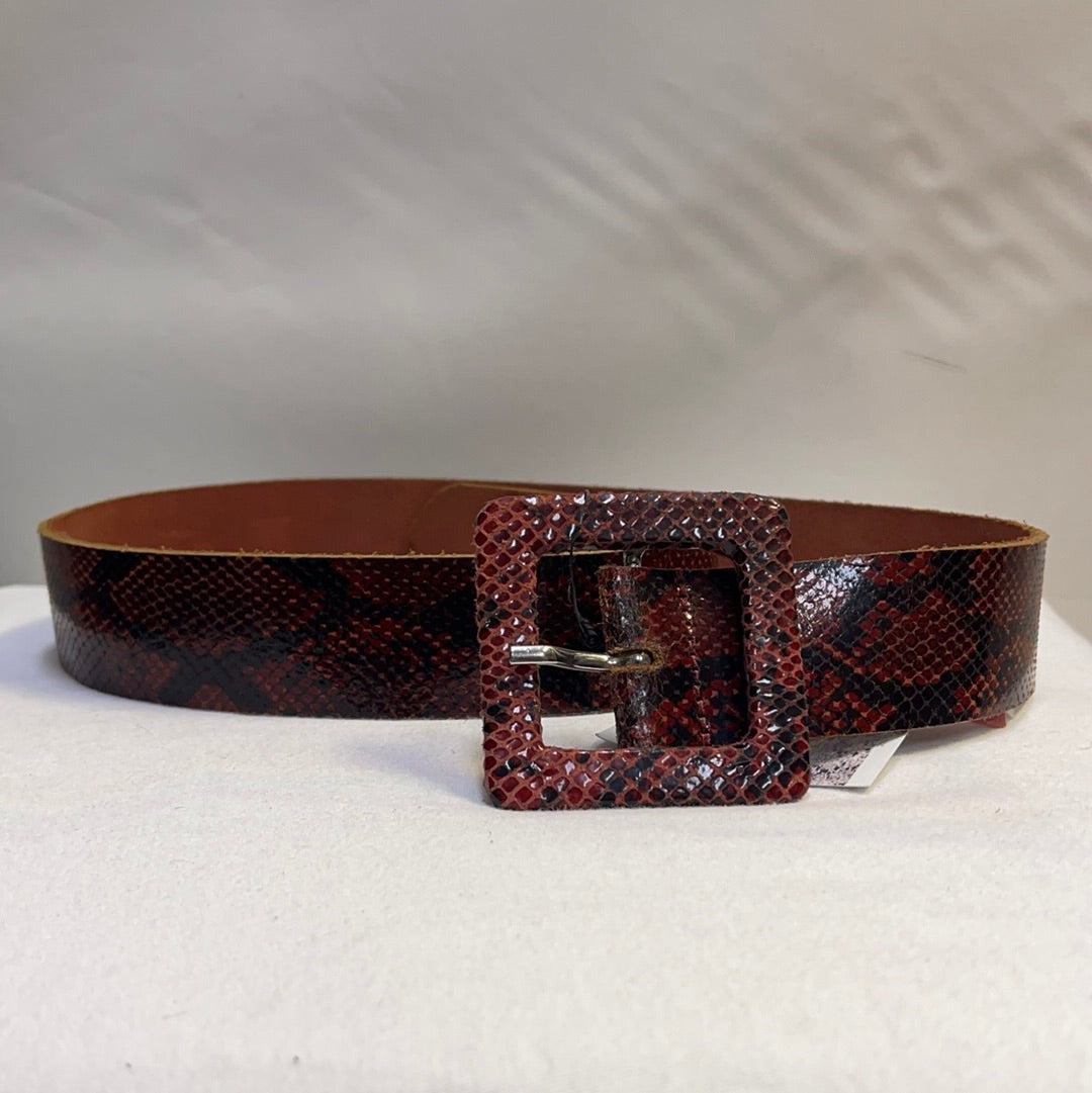 Free People Snake Skin Red Patterned Belt