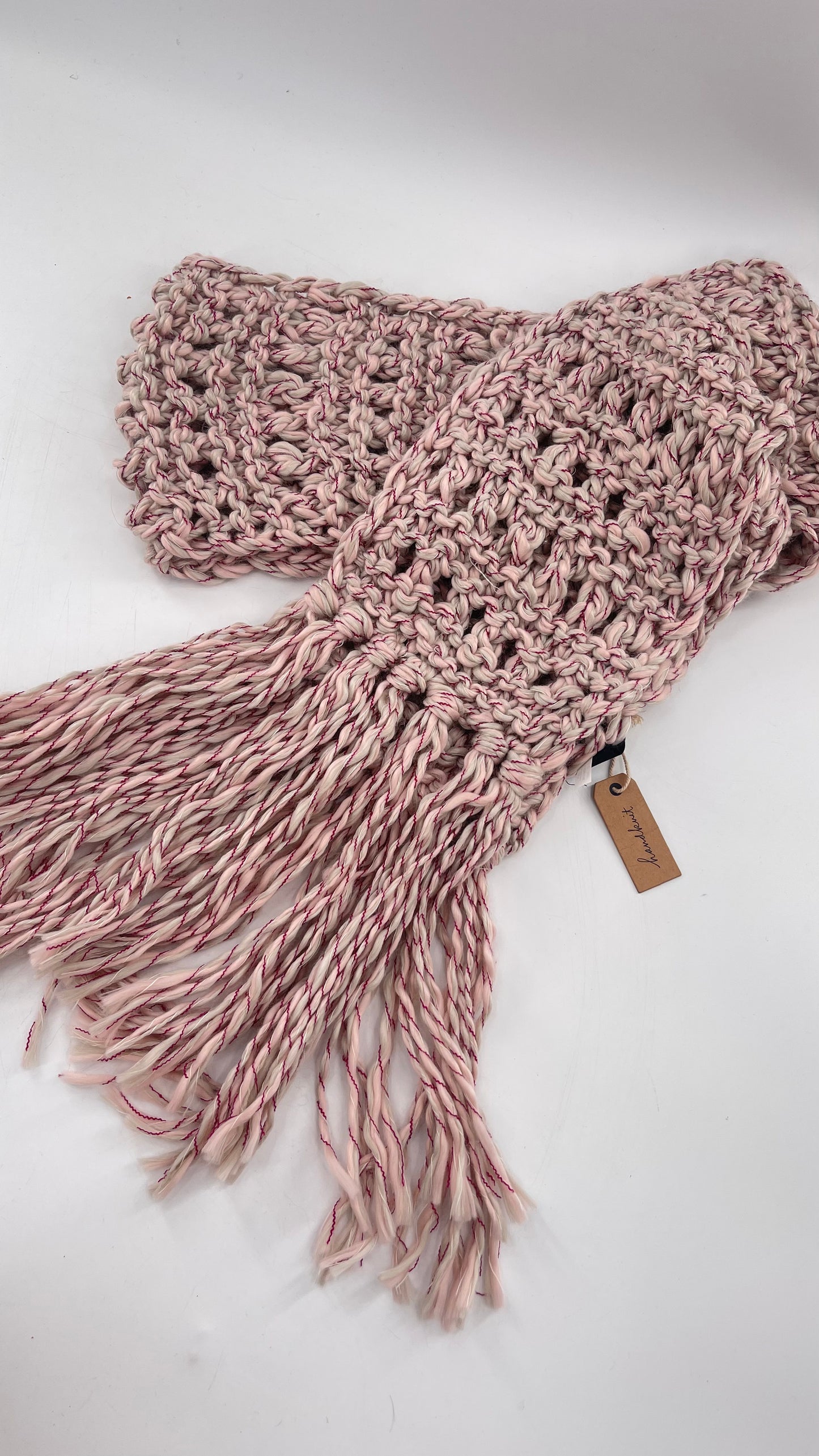 Beige/Pink/Maroon HandKnit Scarf