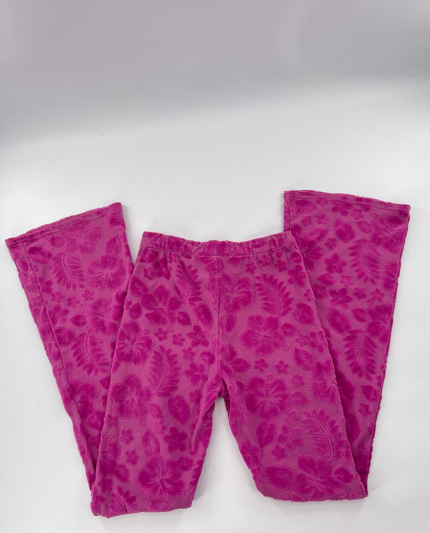 Urban Outfitters Purple/Pink Raised Chenille Floral Flares (Small)