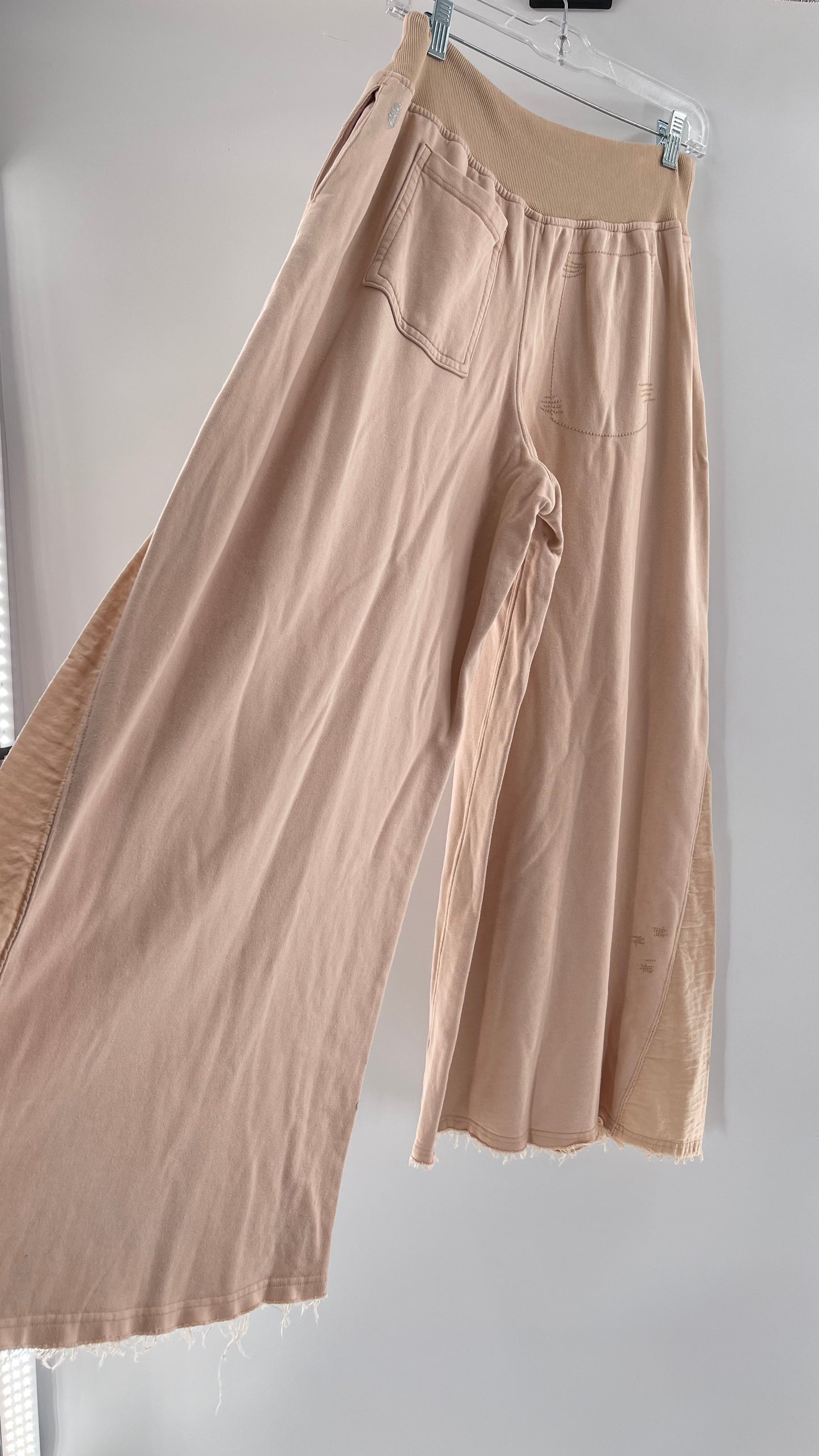 Free People Movement Muted Pink High Waisted Jersey Flare Legs (Small)
