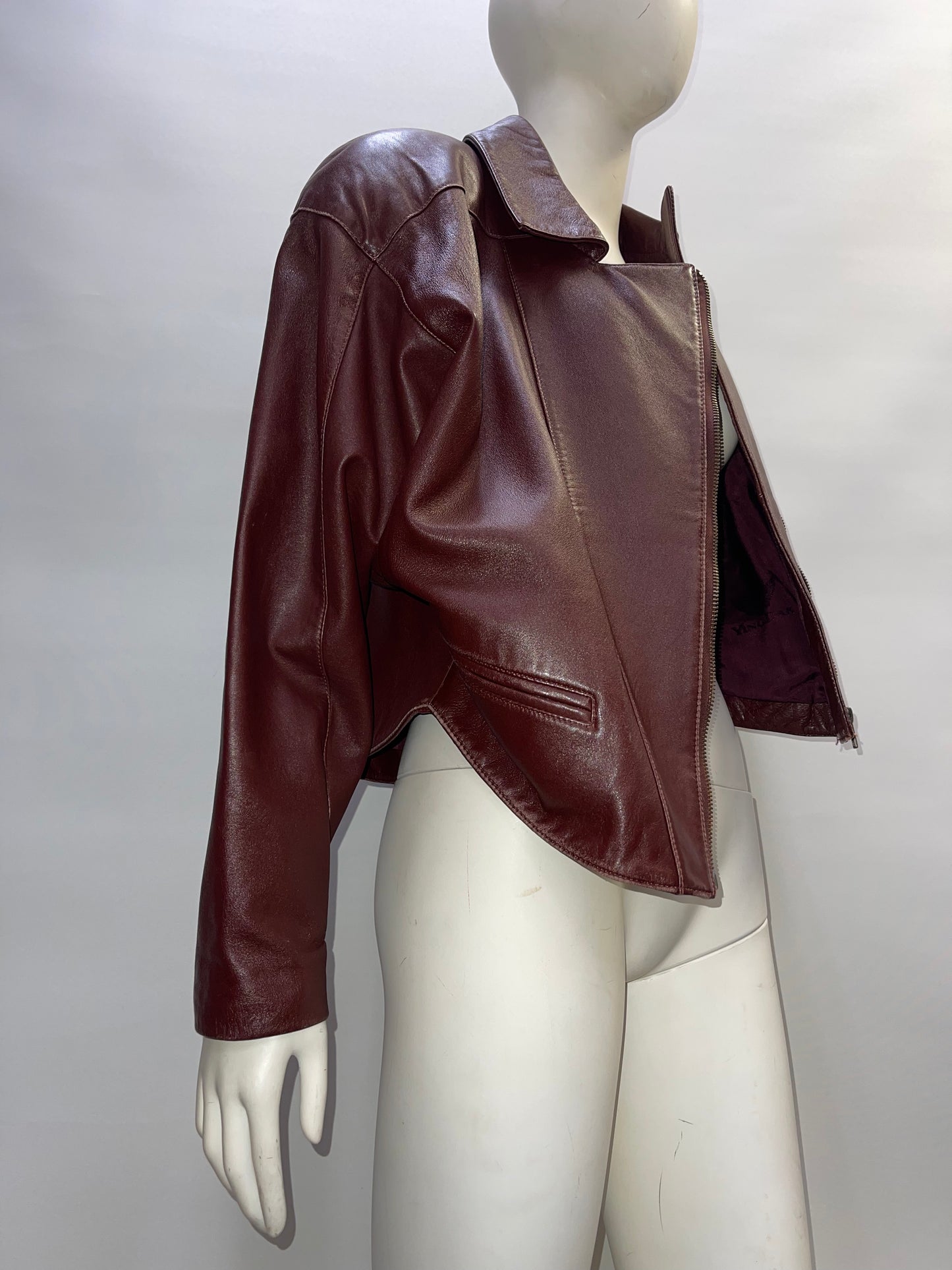 YingDak Burgundy Leather Jacket