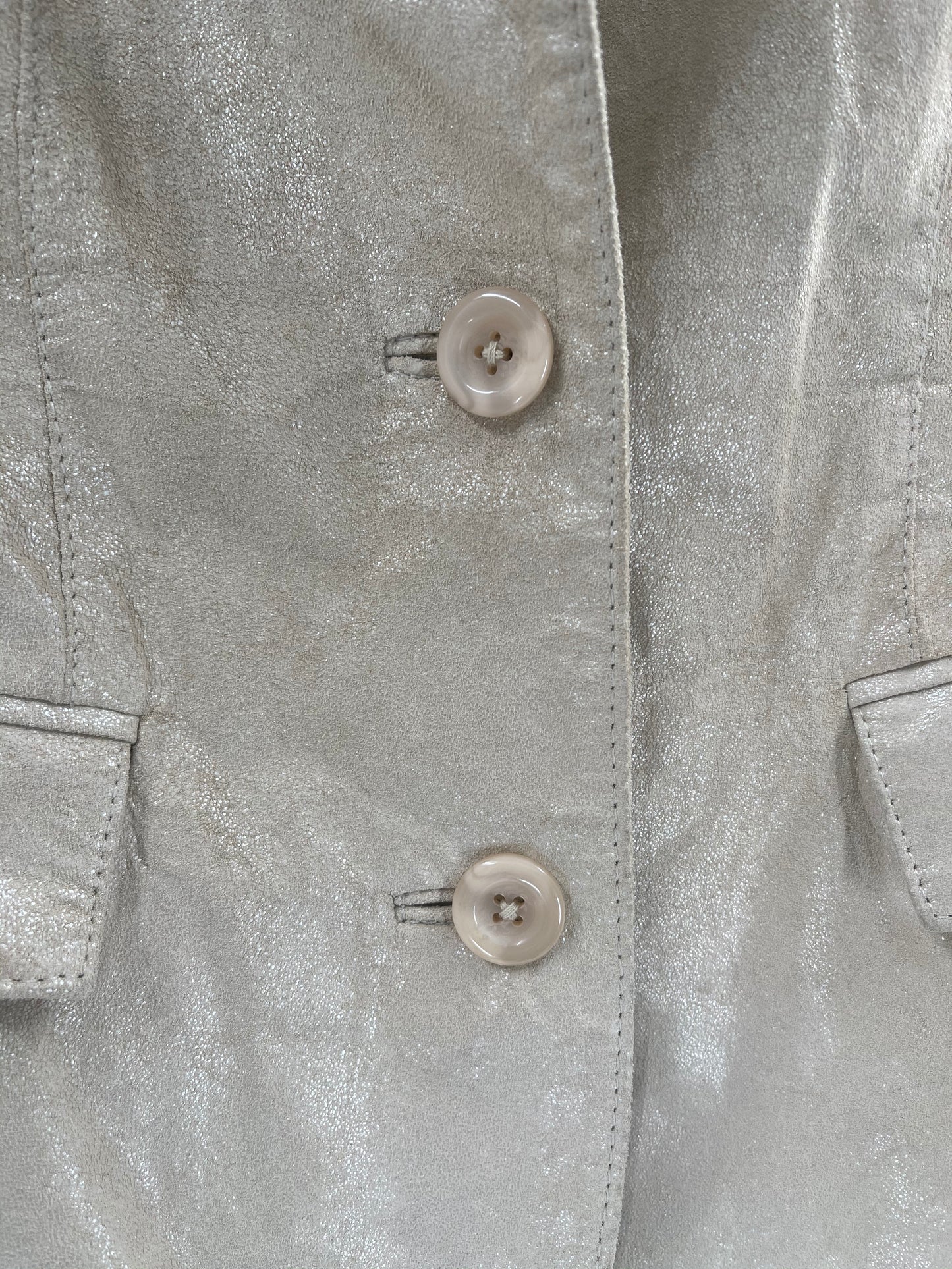 Apt.9 Metallic Cream Long Sleeve Blazer, 3 Cream Buttons and 2 Front Pockets (Size L)