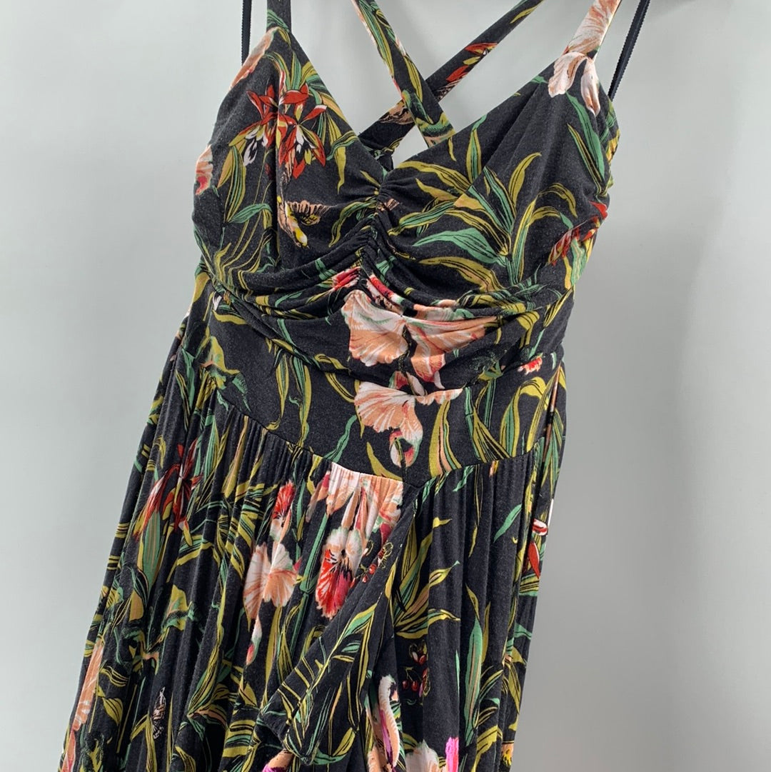 Maeve Charcoal Tropical Patterned Maxi (M)