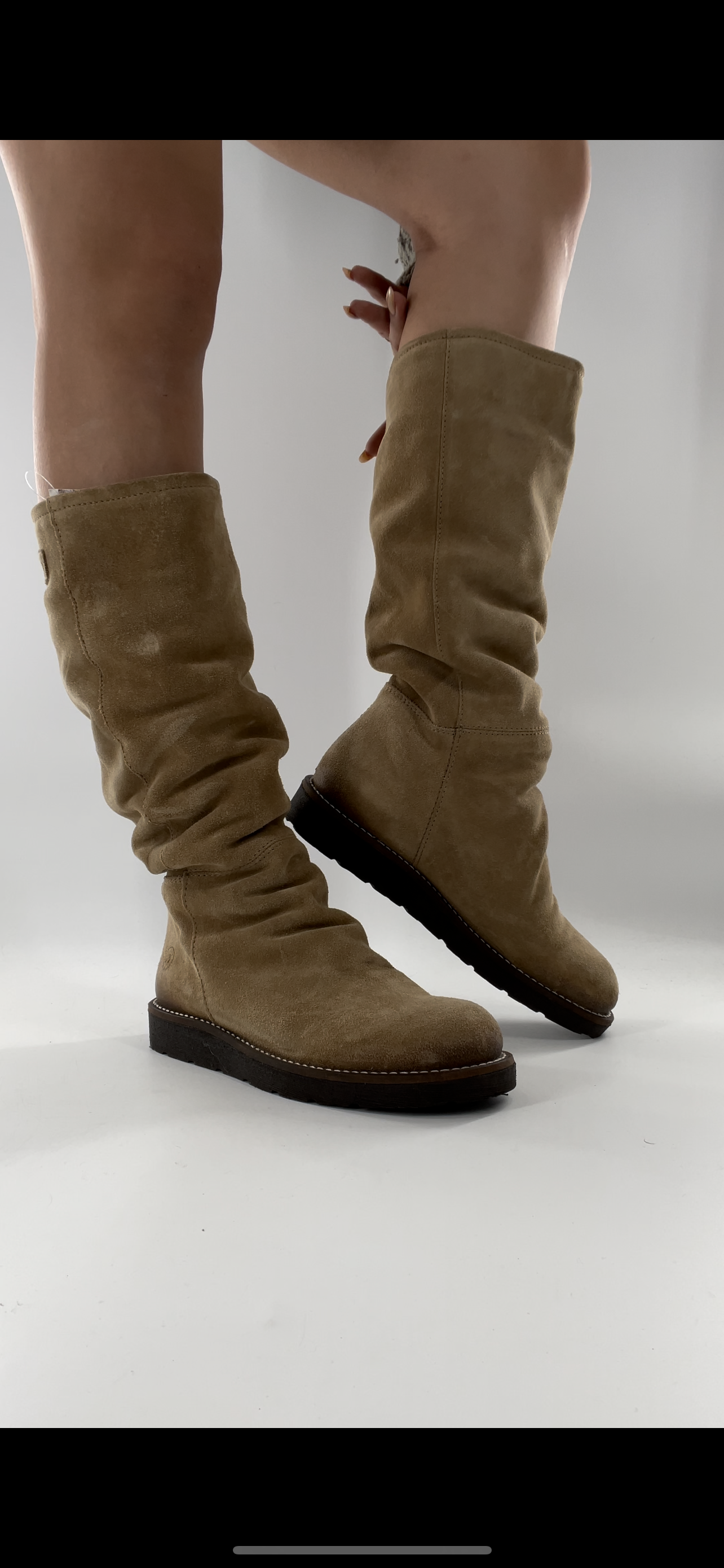 BRONX SO TODAY - Suede Shearling Inside Light Beige Knee High Boots - Size 39