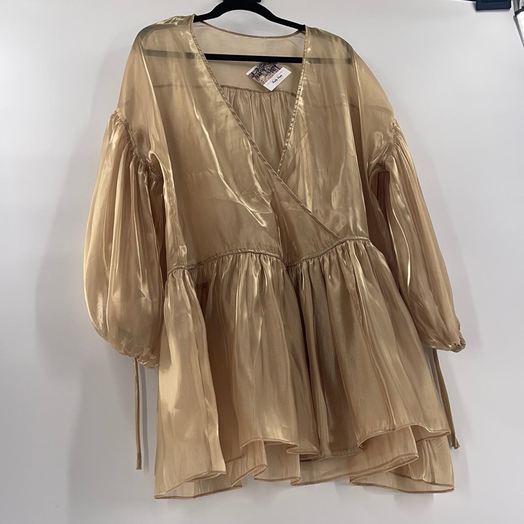 Free People Liquid Gold Organza Dress (M)