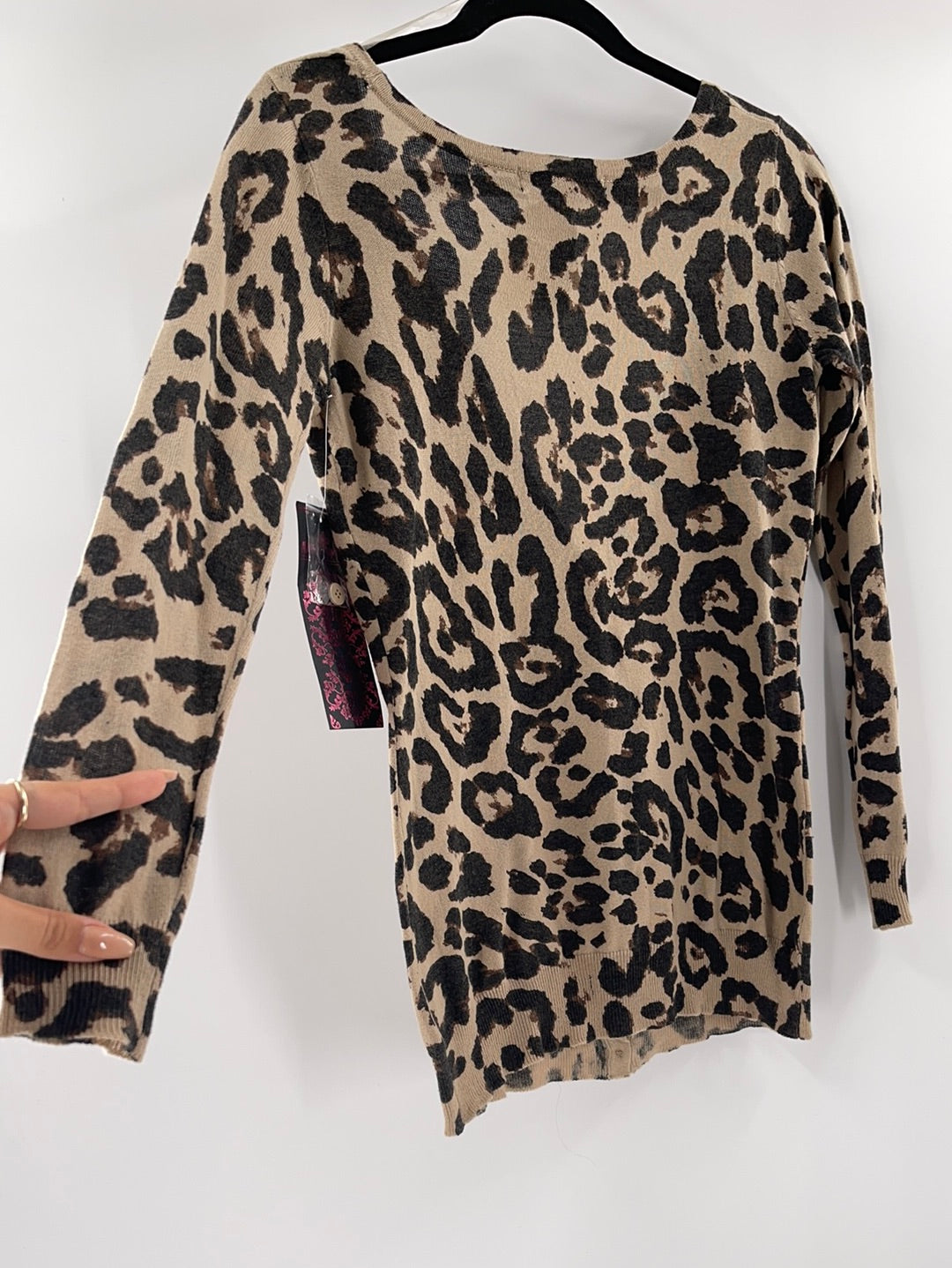 Almost Famous Cheetah Print Cardigan Buttons Front ( Size Small)