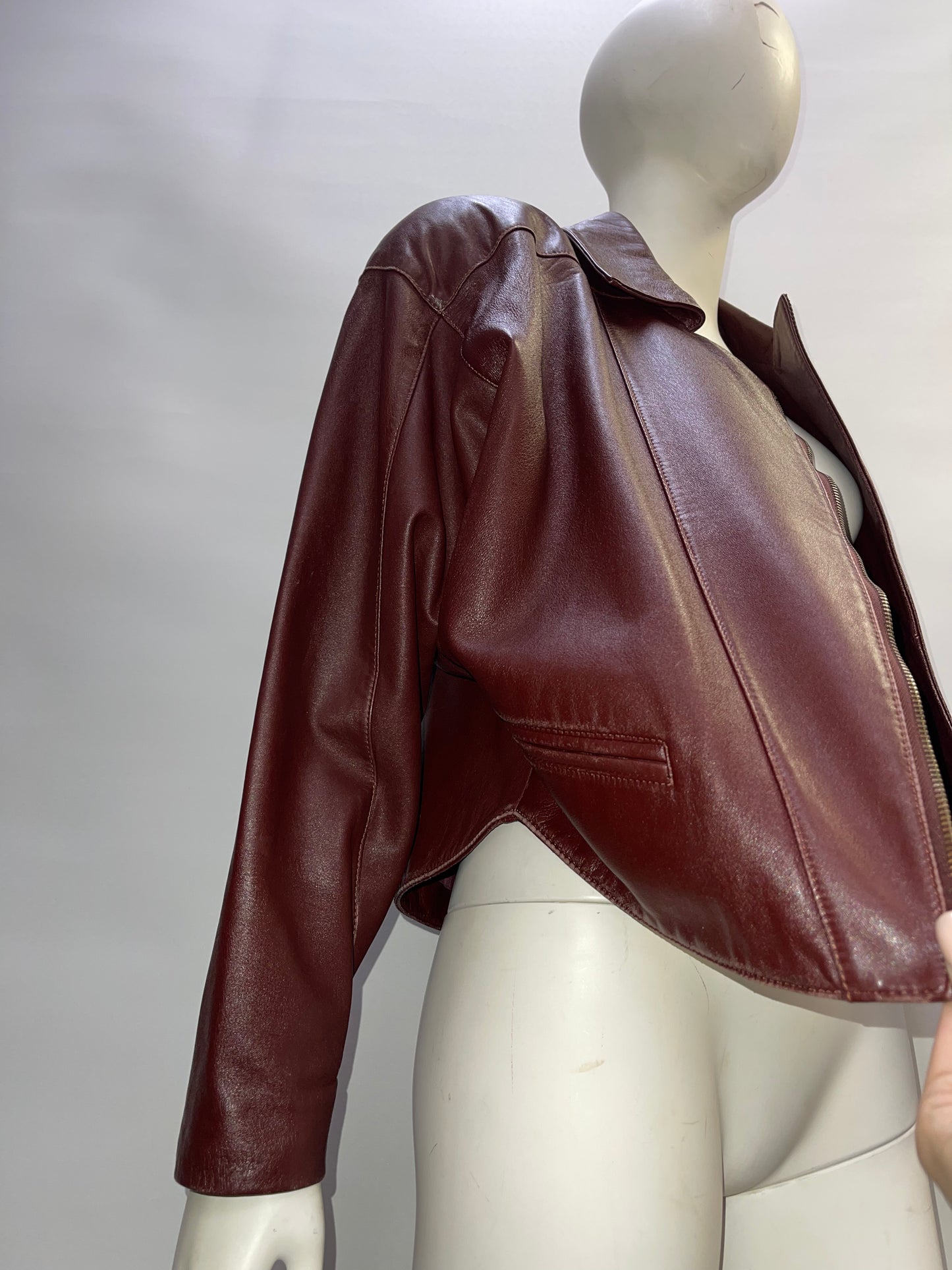 YingDak Burgundy Leather Jacket