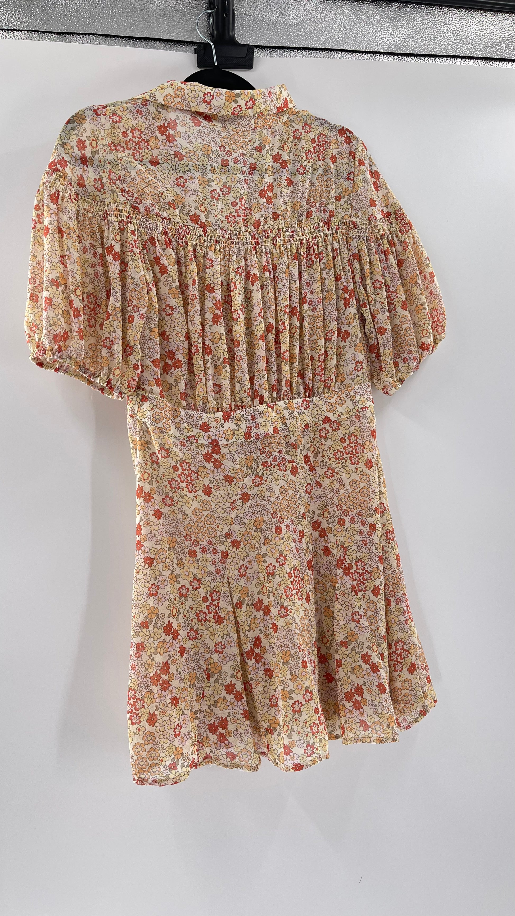 free people bonnie mini dress Free People Yellow Bonnie Floral Mini Dress (Small)