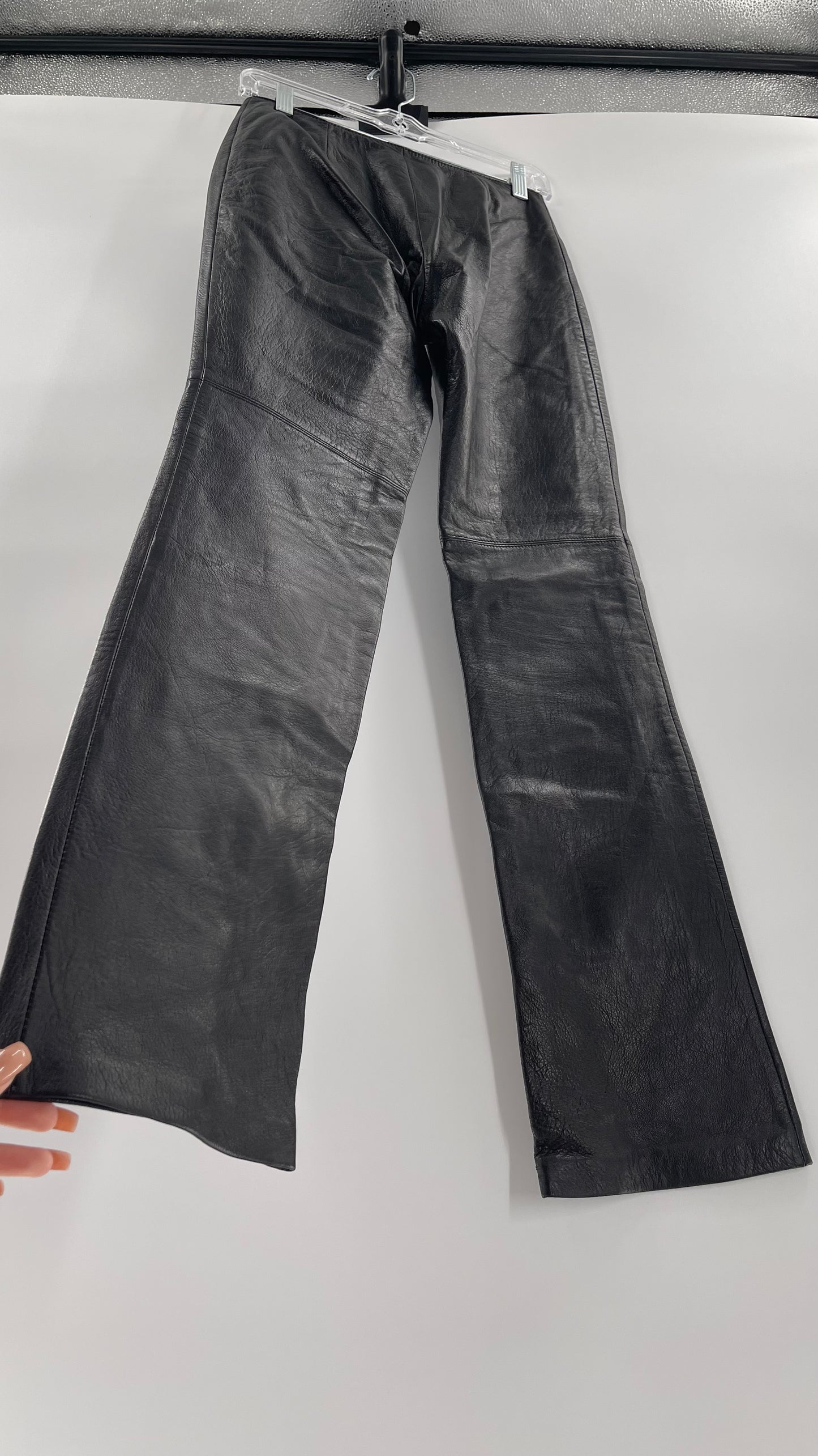 Vintage Márcia Italian Lamb Leather Kick Flare Trouser Pants (00)