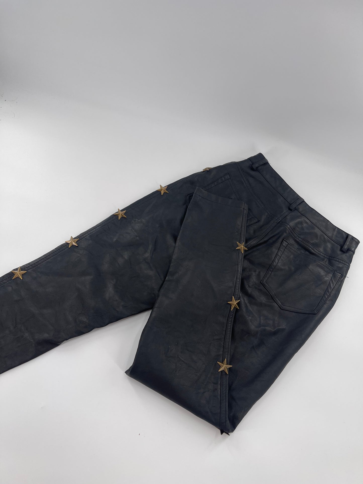 Jagger & Stone Faux Leather Pants with Metal Stars (Sz 6)