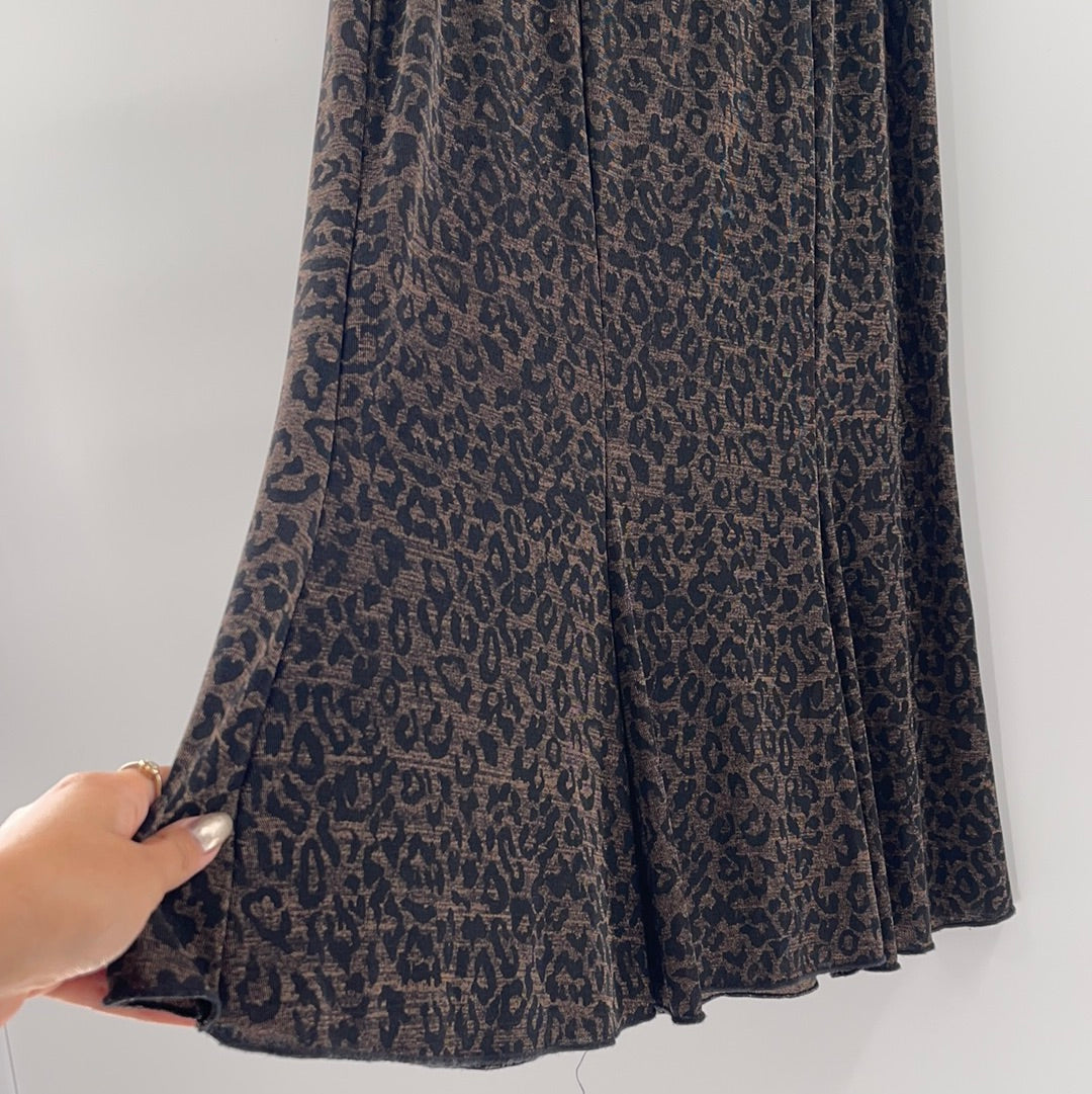 Vintage Briggs New York Midi Skirt Gold Black  Cheetah Print (Size S)