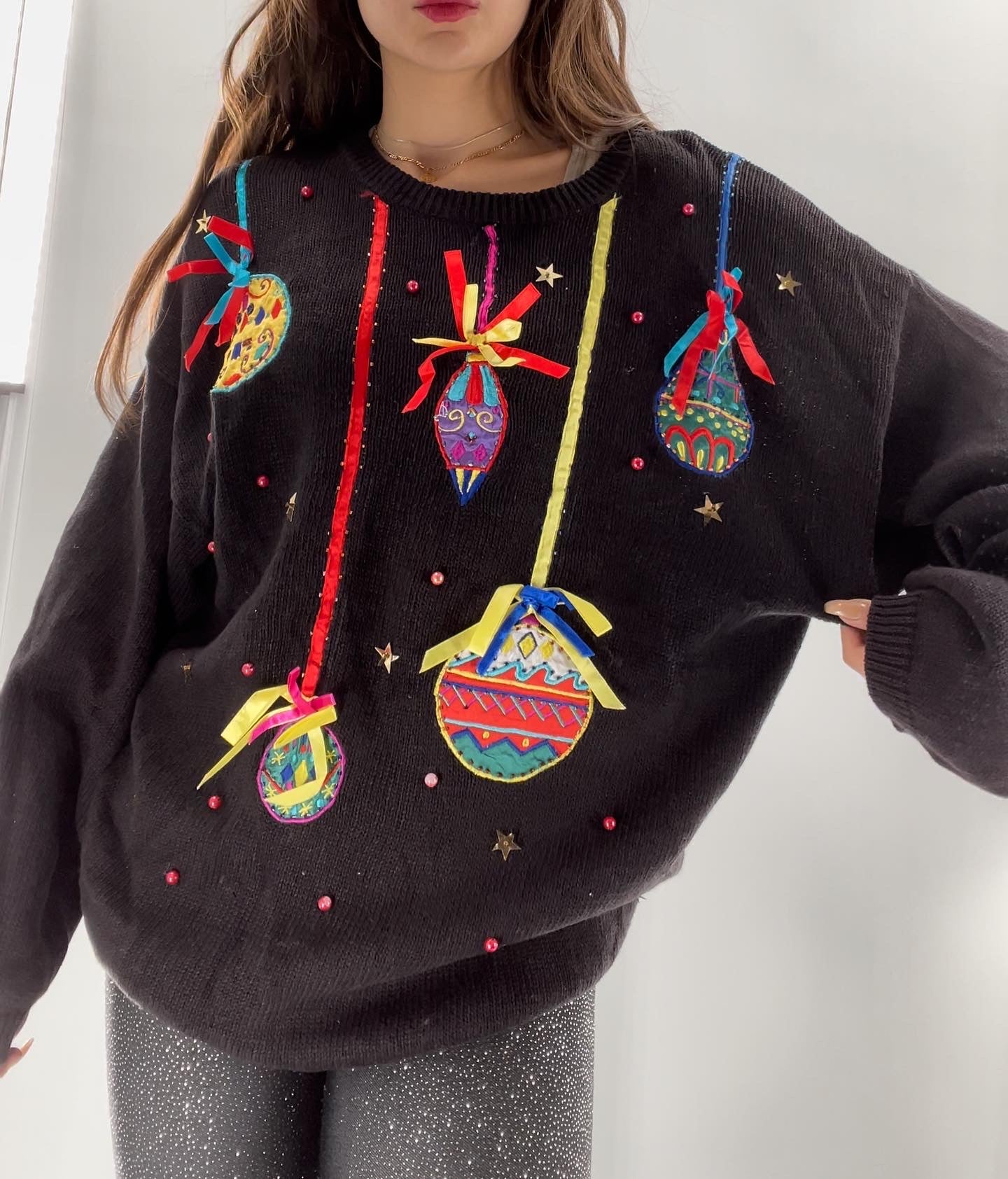 Urban Outfitters Ornament Embellished Sweater (Large)