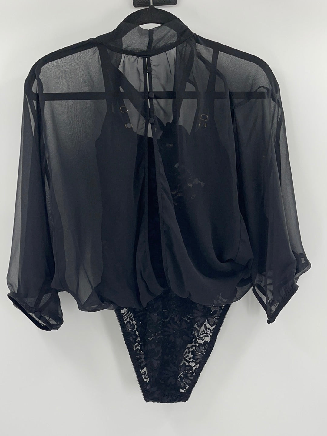 Hot as Hell Lace Body Suit with Sheer Blouse (XS)