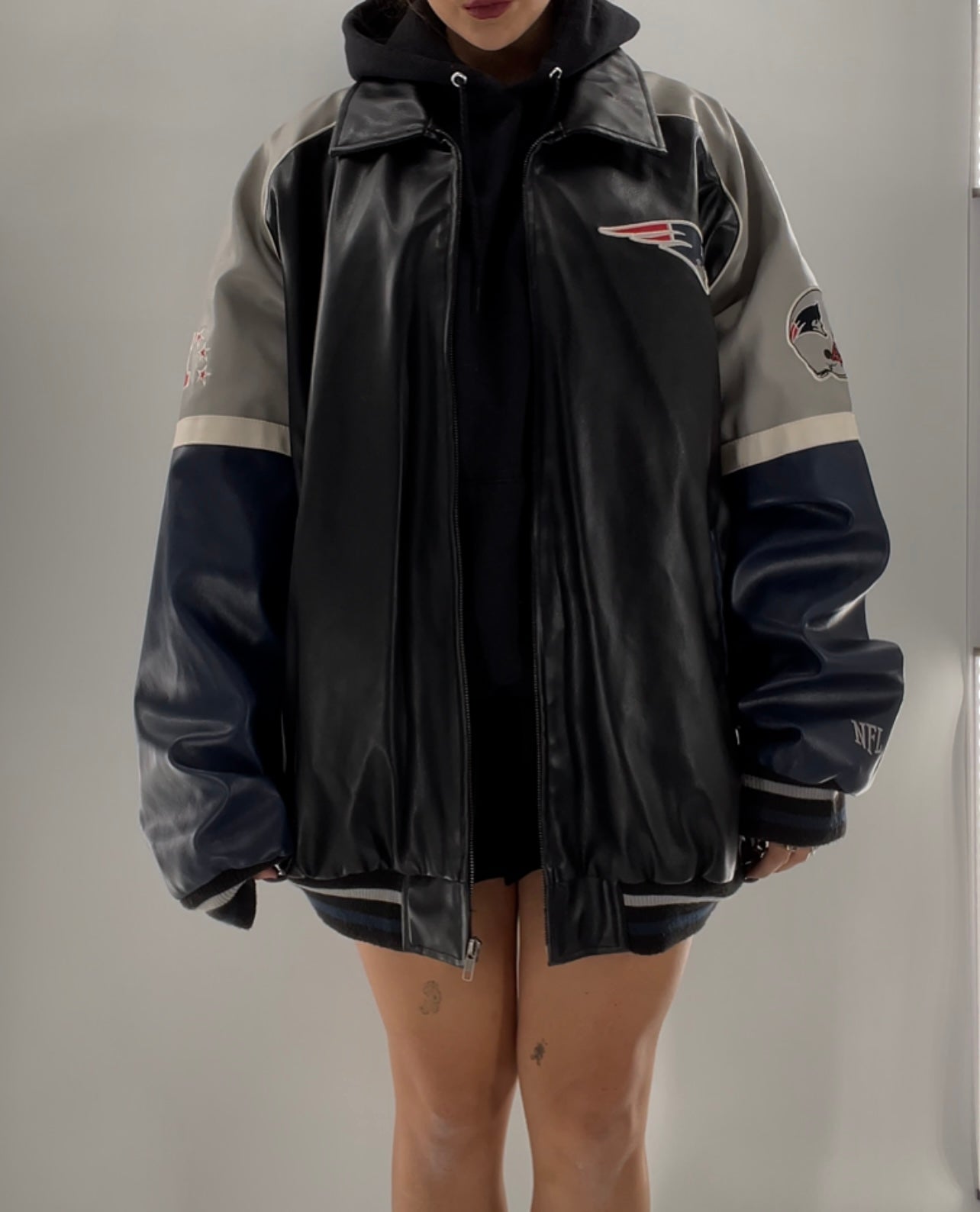 Patriots Leather Logo Bomber (XXL)