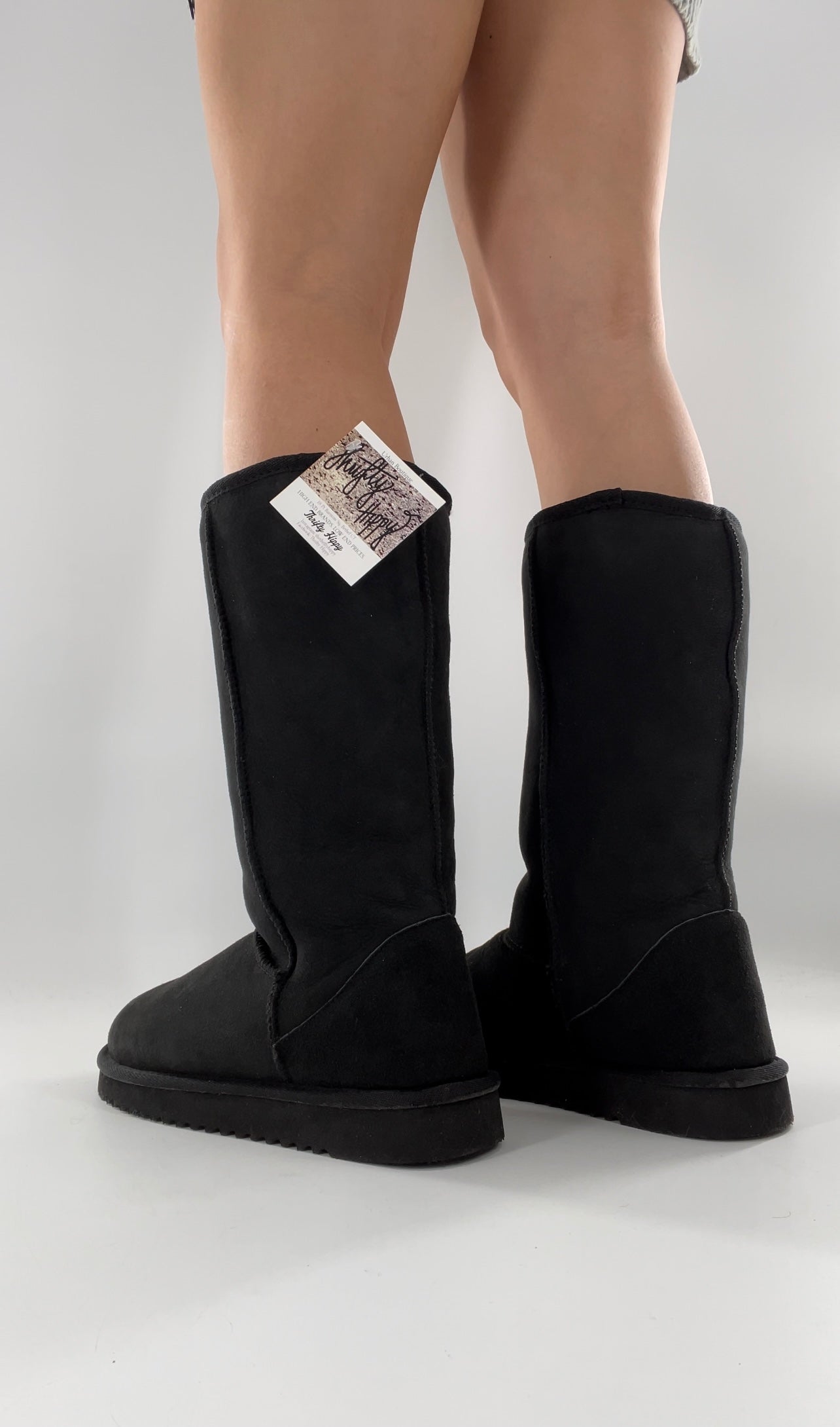 Black suede shop fur boots