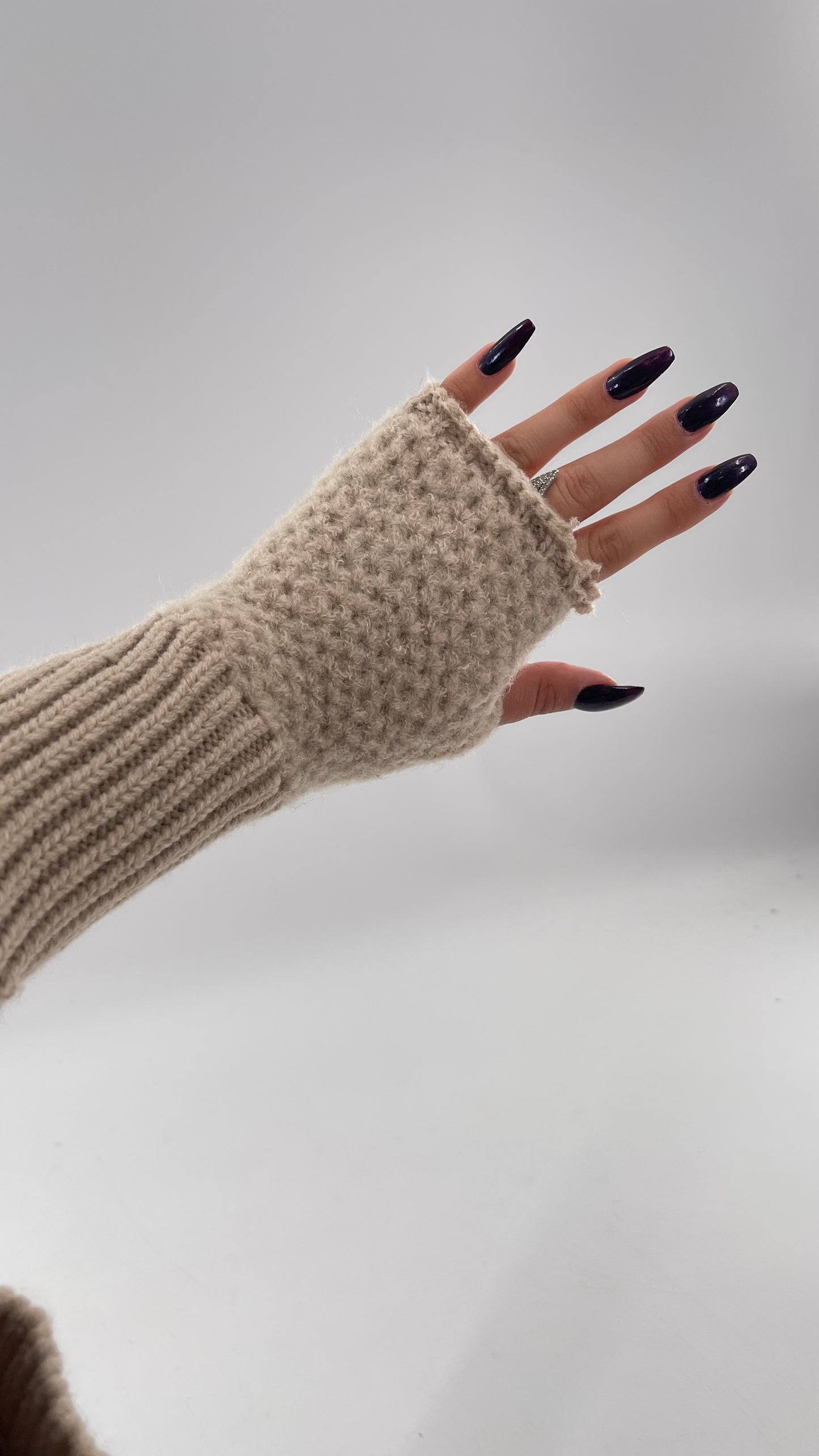 Free People Tan Knit Arm Warmer with Thumb Holes