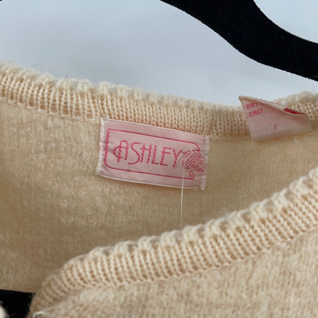 Ashley 100% Wool Cream Cardigan With Silver Buttons (Size 11/12)