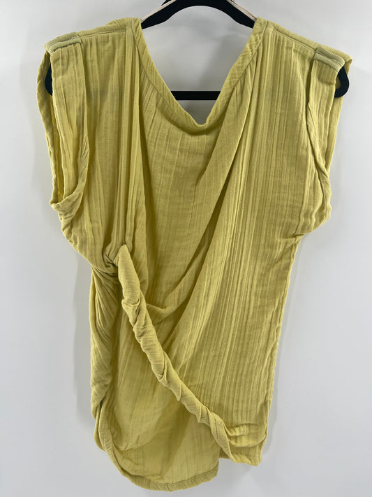 Free People Chartreuse Cotton/Gauze Top (XS)