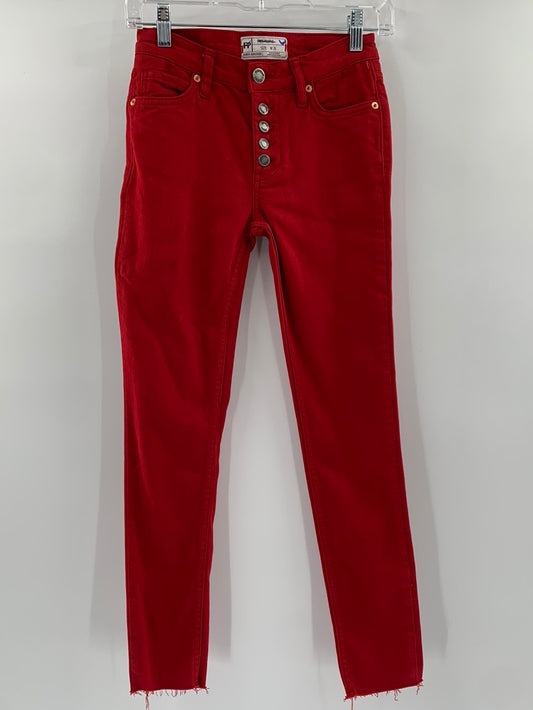 Free People Red Skinny Jeans (Size W 26)