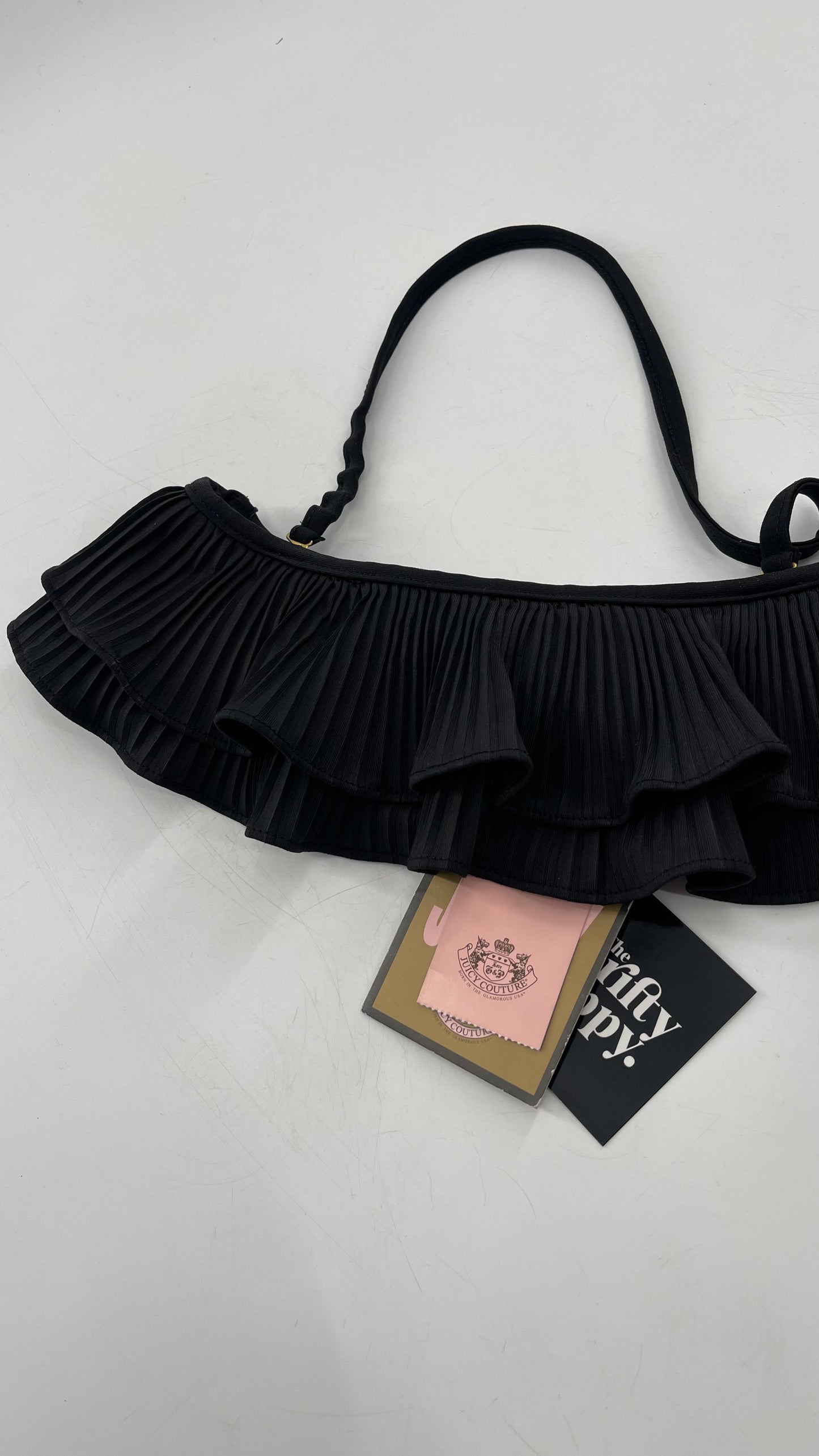 Deadstock Juicy Couture Ruffled Black Swim Top (S)