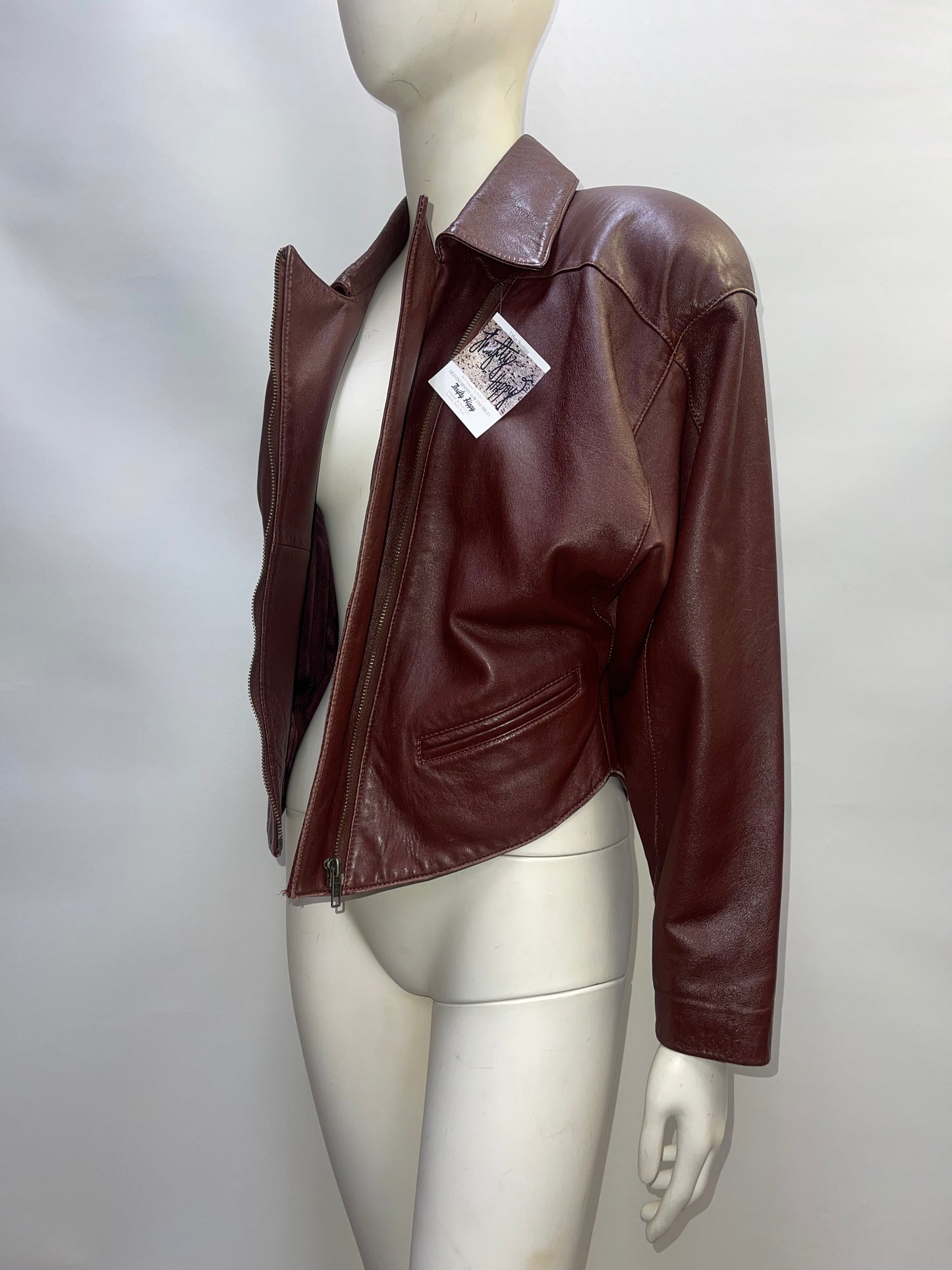 YingDak Burgundy Leather Jacket