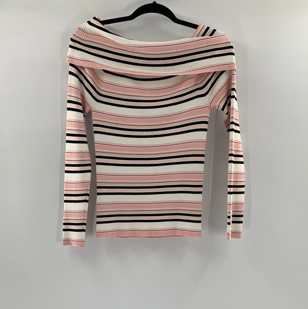 White house black market Striped Knit off the shoulder (S)