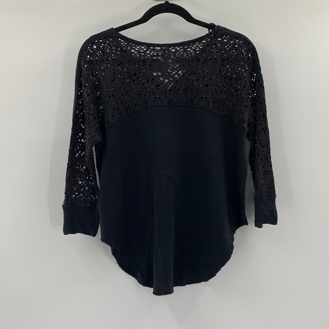 Free People Knit Lace Graphic Top (S)