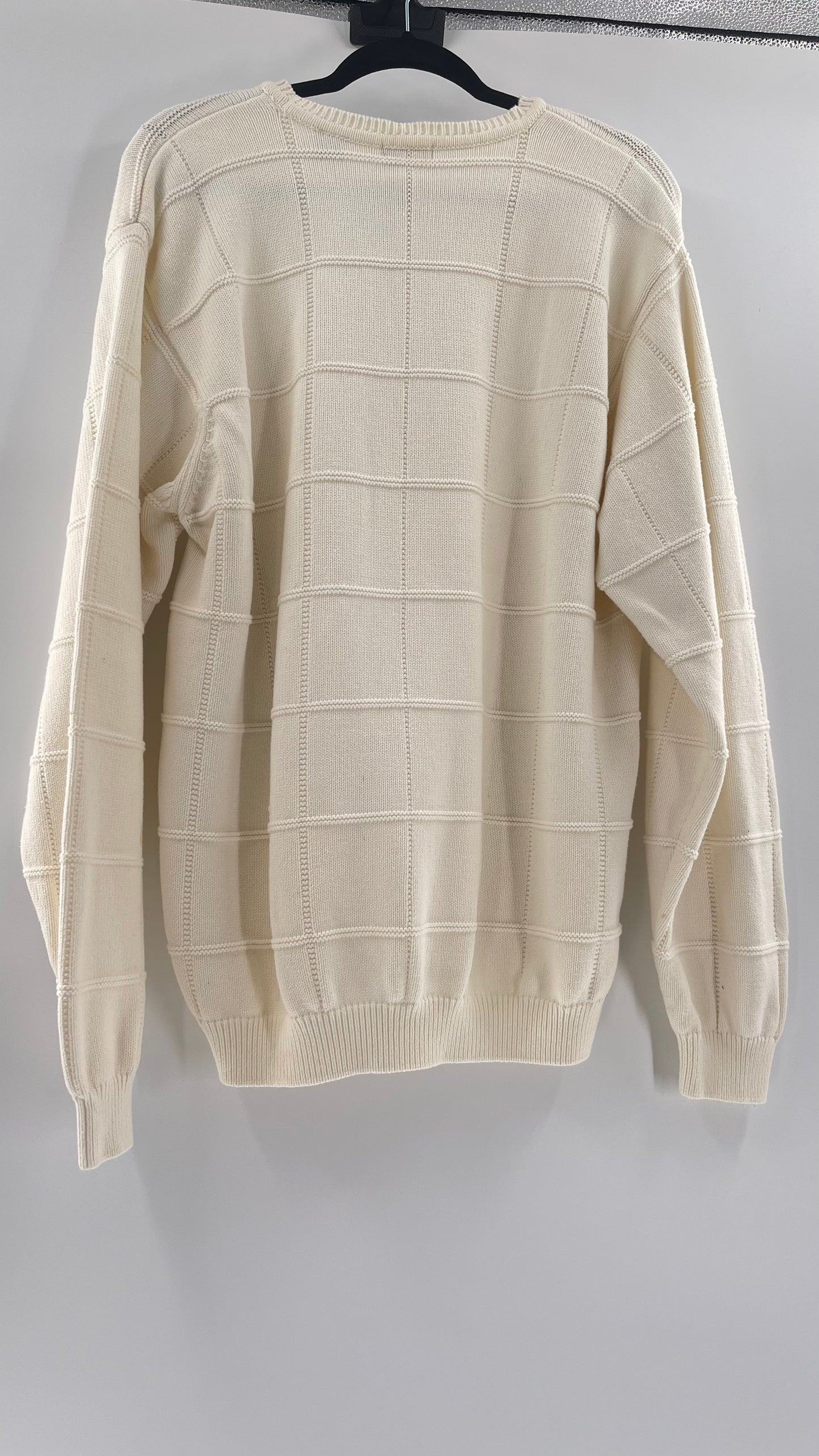Vintage IZOD Cream Square Stitch Sweater (XL)