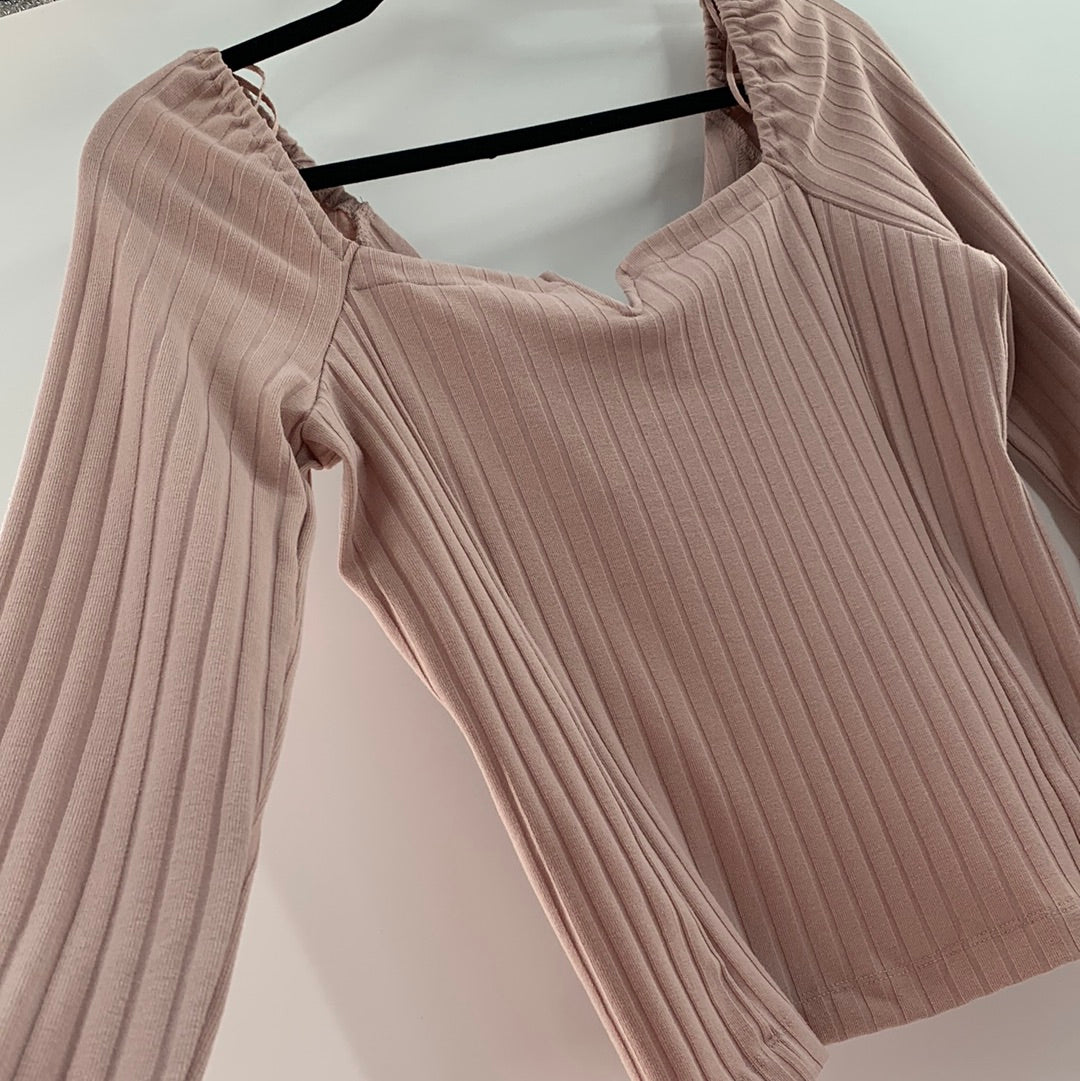 Free People Mauve Ribbed Top (L)