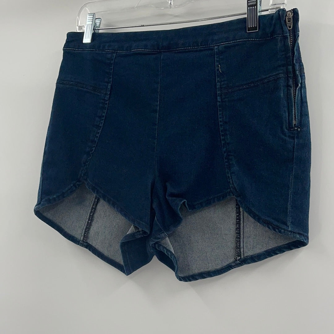 Free People Dark Denin Side Zipper Shorts (Size 30)