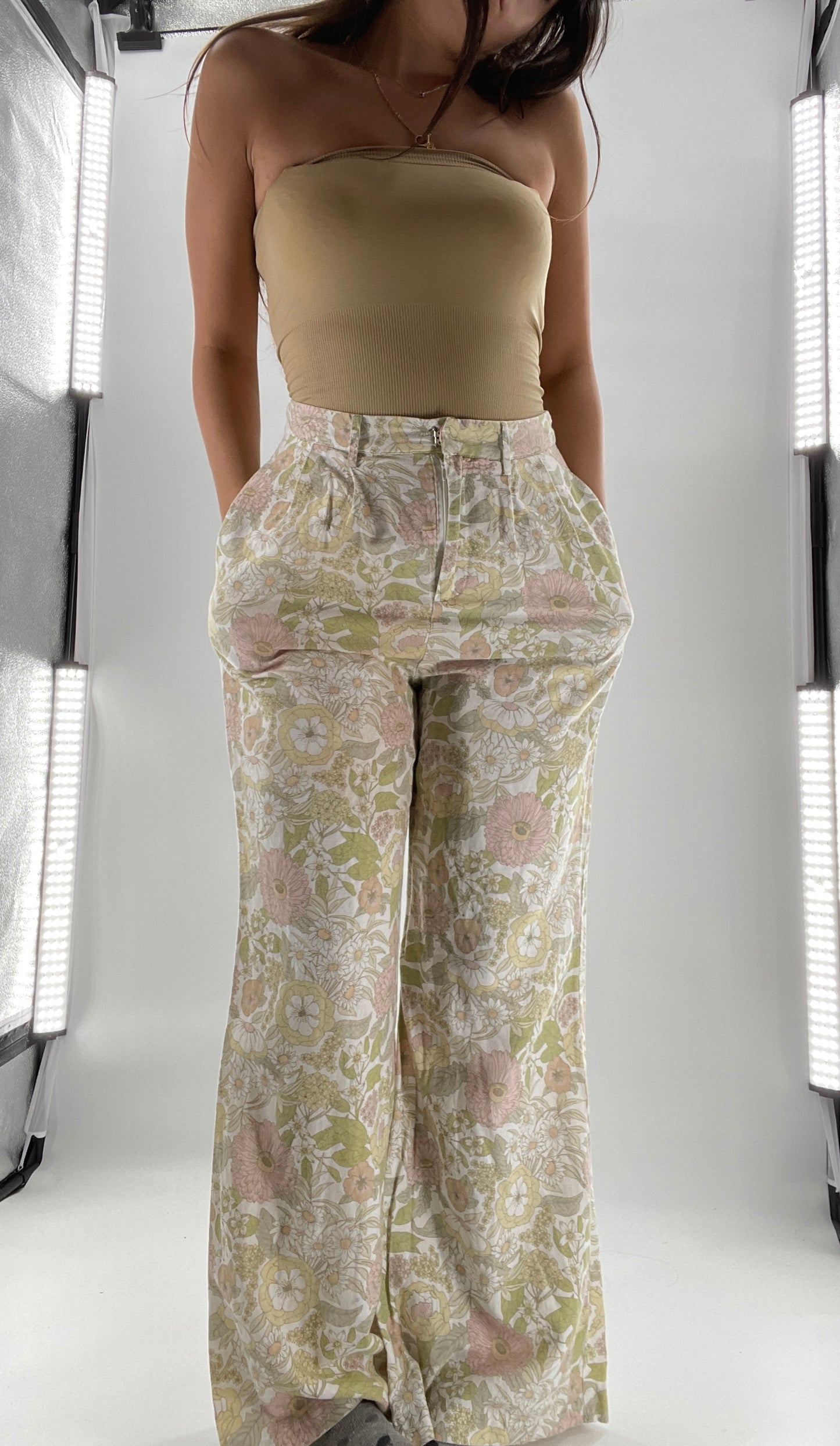Charlie Holiday Muted Pastels Floral Wide Leg Trouser (6)