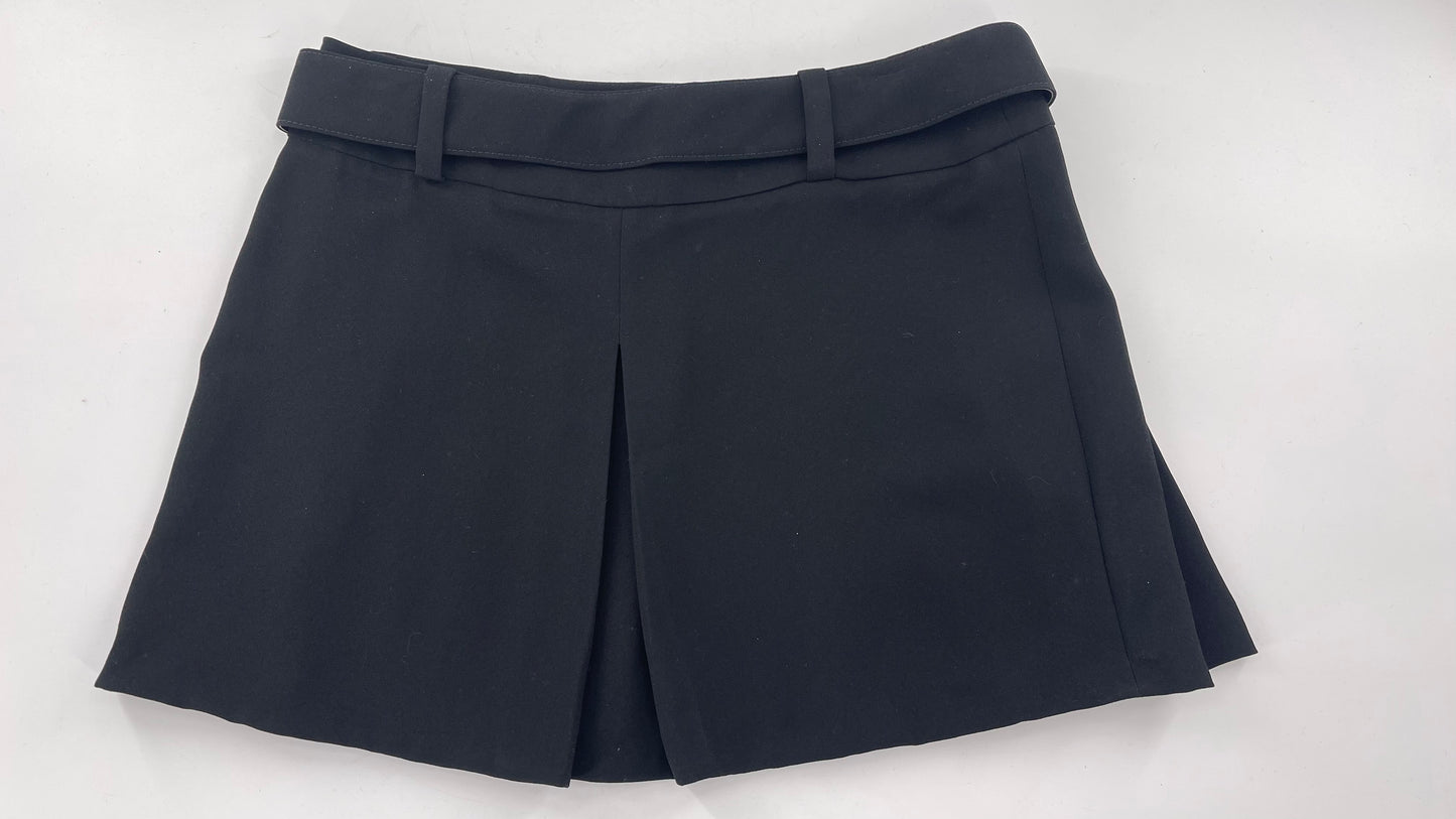 GF FERRE Gianfranco Ferre Black Pleated + Belted Mini Skirt (30/44)