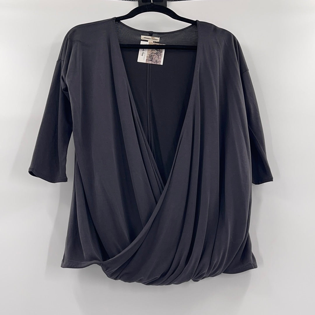 Silence + Noise Charcoal Wrap Top (S)