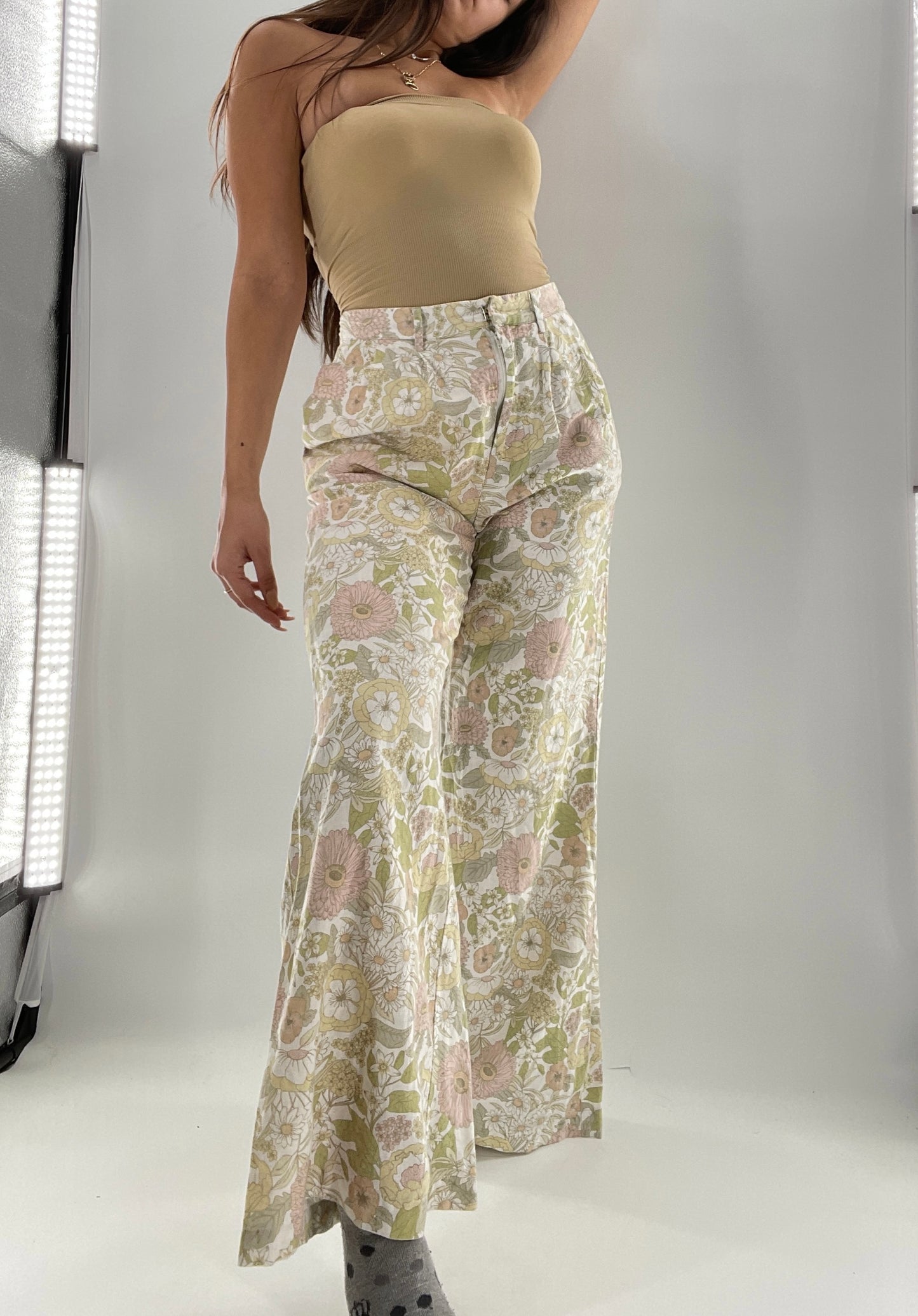 Charlie Holiday Muted Pastels Floral Wide Leg Trouser (6)