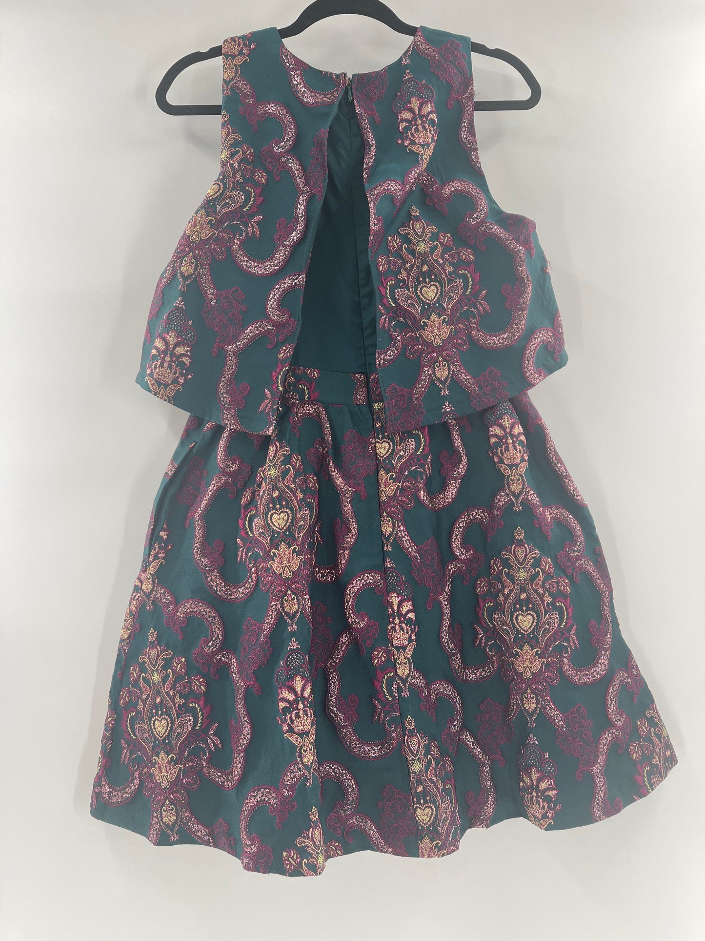 BHLDN Anthropologie - Green Brocade Mini Dress (8)