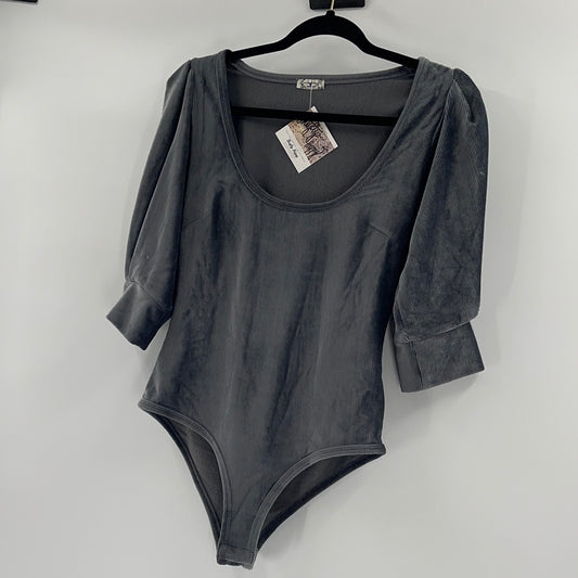 Intimately Free People Grey Velvet Bodysuit (XS)