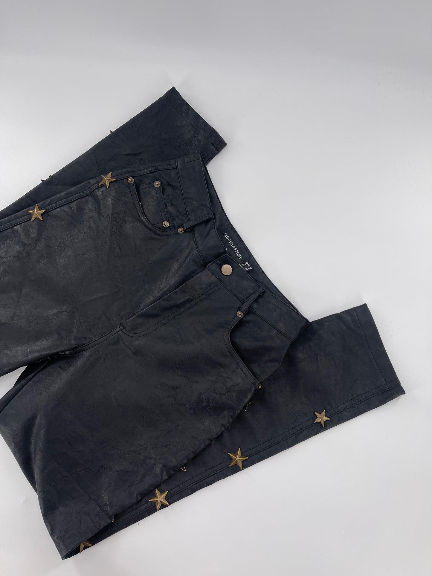 Jagger & Stone Faux Leather Pants with Metal Stars (Sz 6)