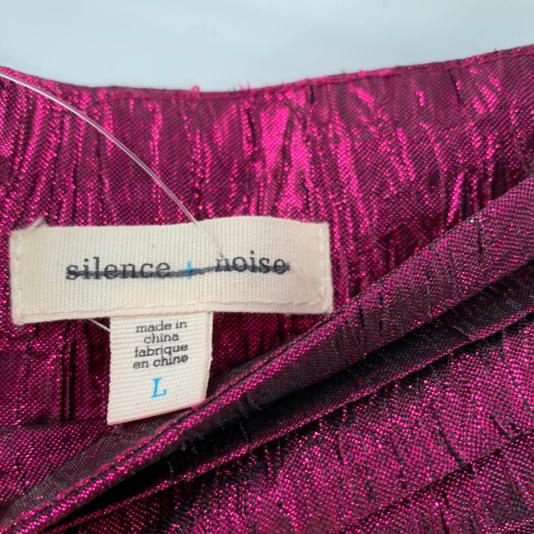 Silence Noise - Anthropologie - Metallic Pink Pleated Crinkle (Size Large)